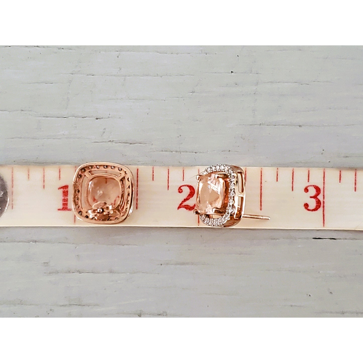 Morganite and CZ Sterling Silver Stud Earrings