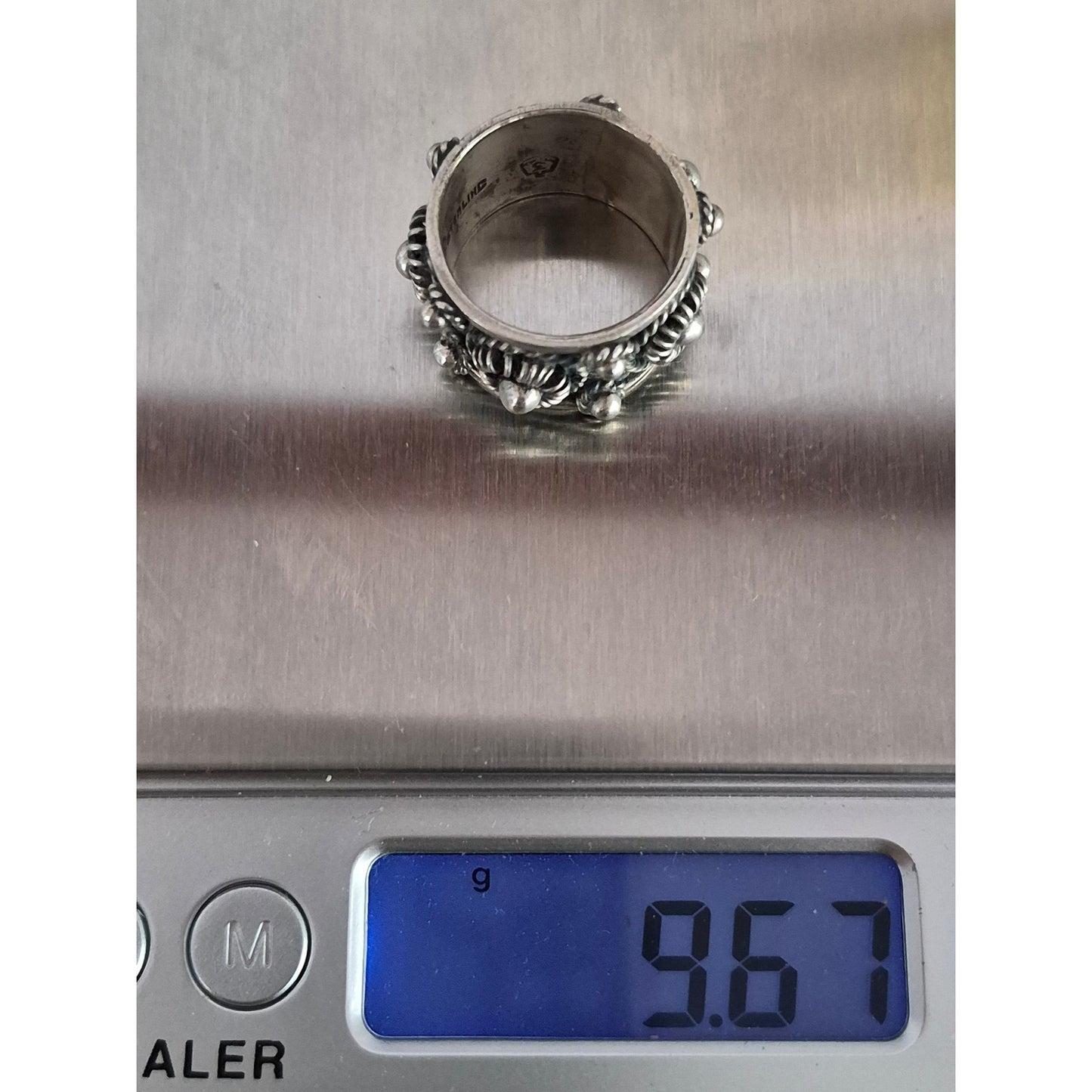 Vintage Sterling Silver Etruscan Style Wide Band Ring