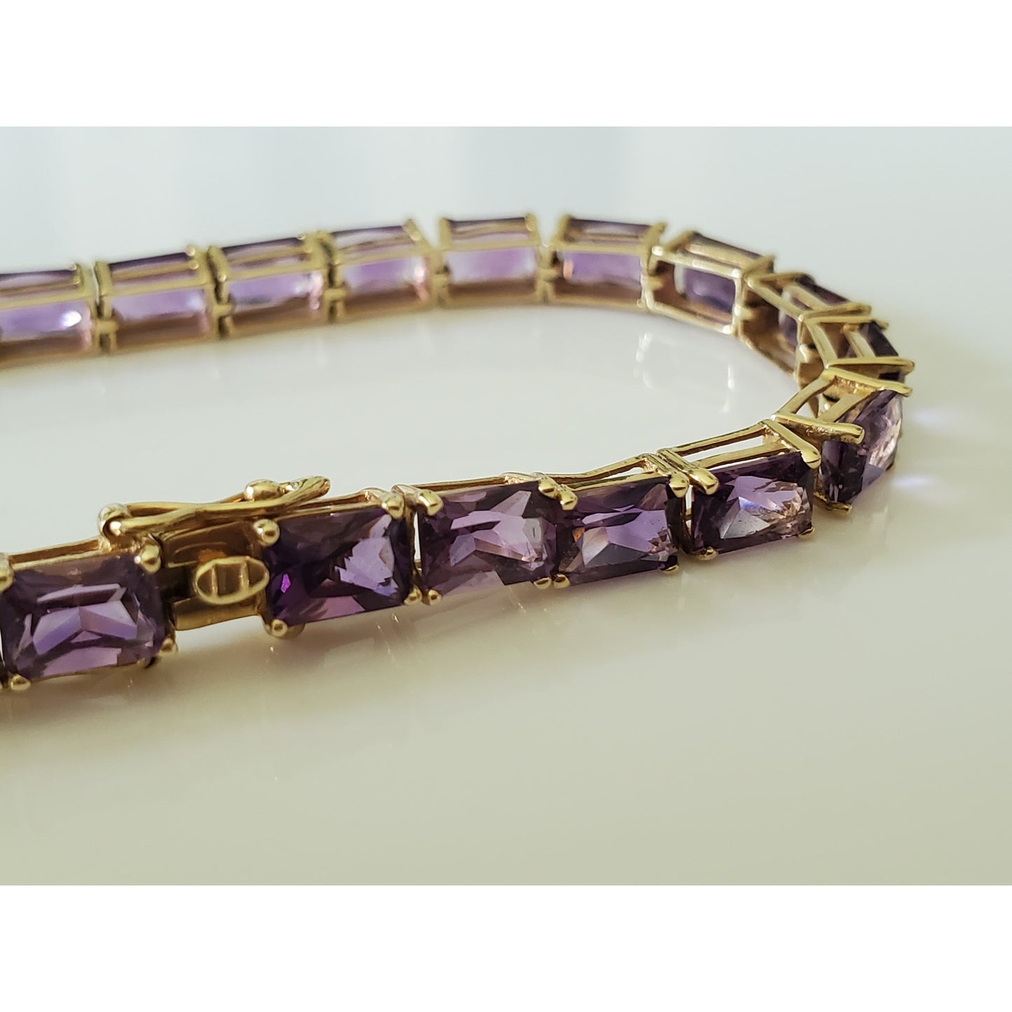 Vintage 14K Gold Amethyst Square Cut Bracelet