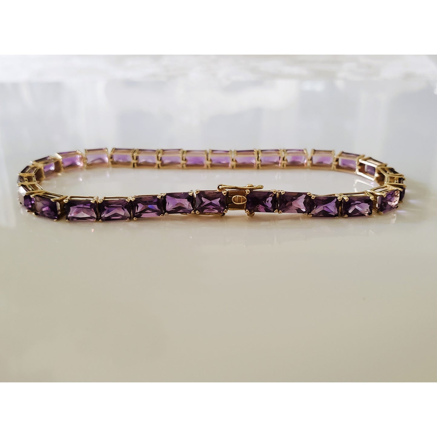 Vintage 14K Gold Amethyst Square Cut Bracelet