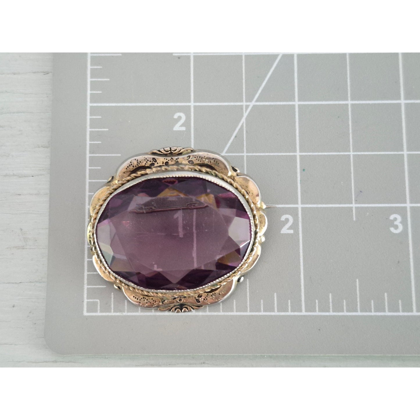 Vintage Victorian Large Amethyst Oval Brooch