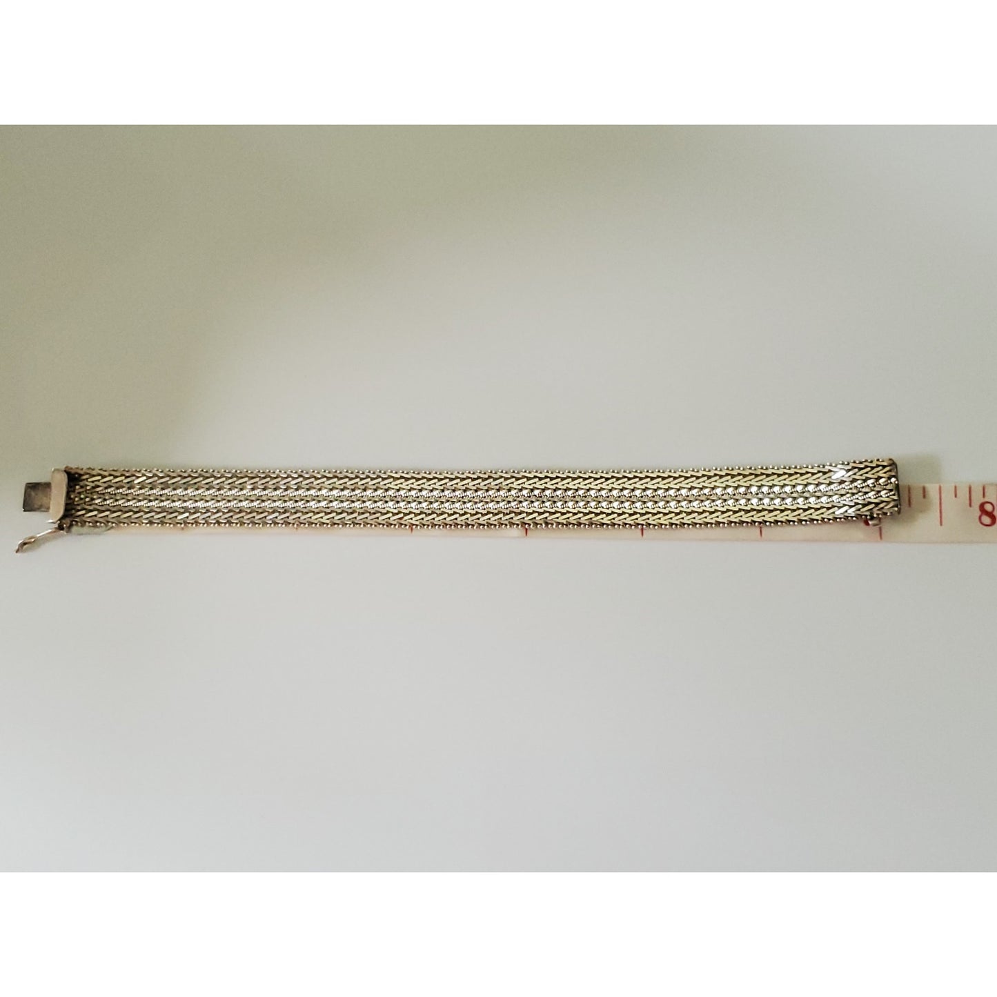 Vintage Wide Woven Sterling Silver Bracelet