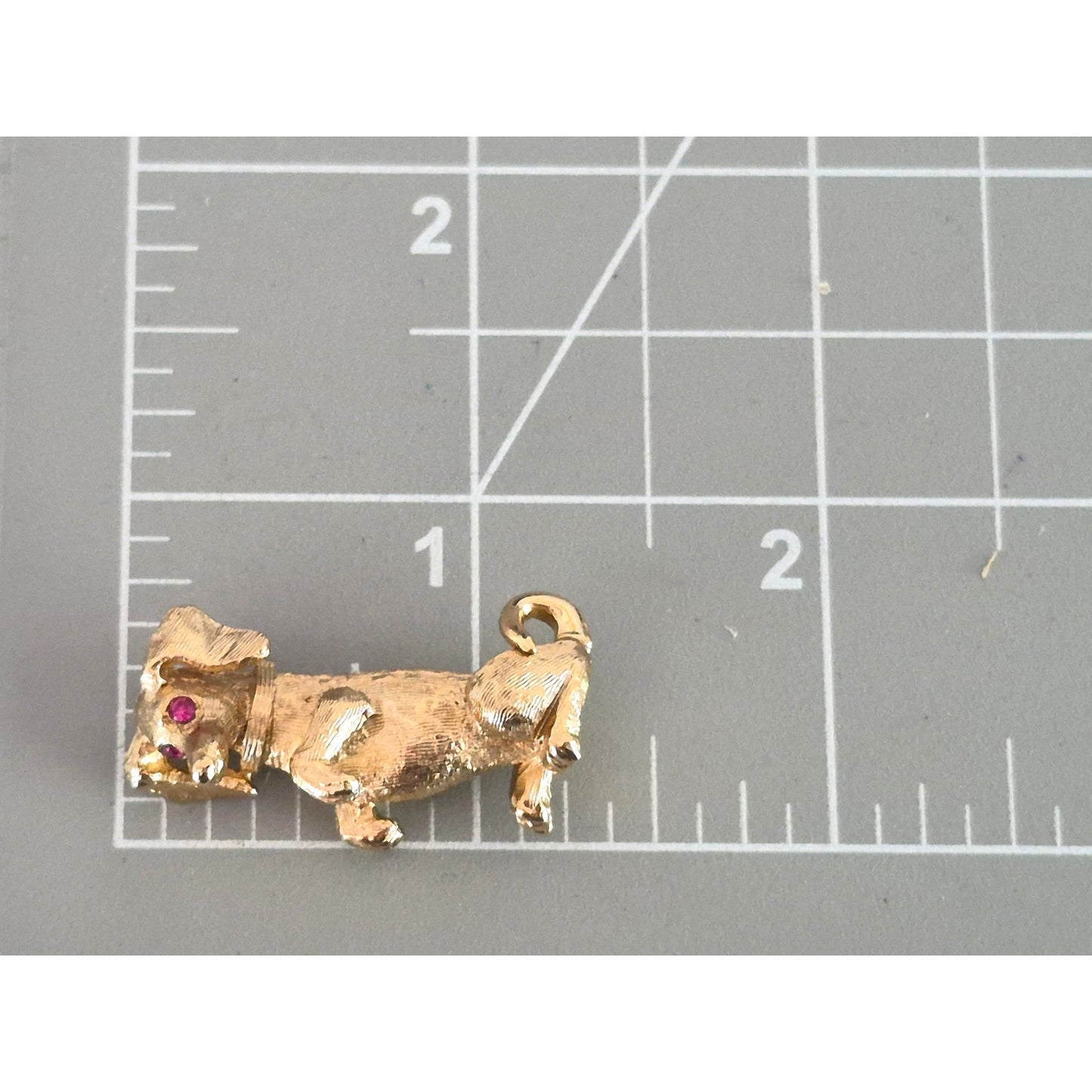 Vintage Napier Gold Tone Dachshund Dog Brooch with Red Rhinestone Eye
