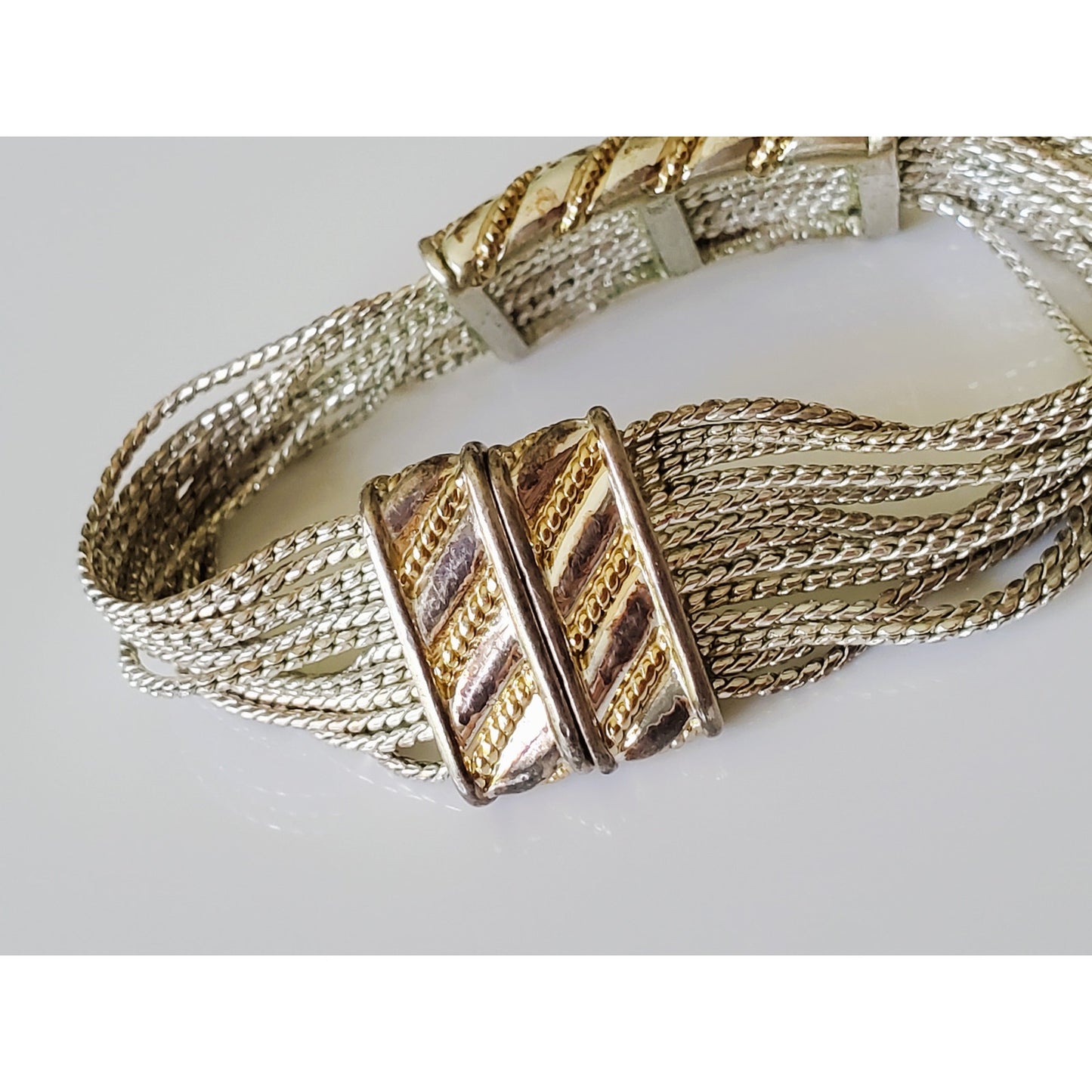 Vintage Multi Strand Silver Tone Bracelet