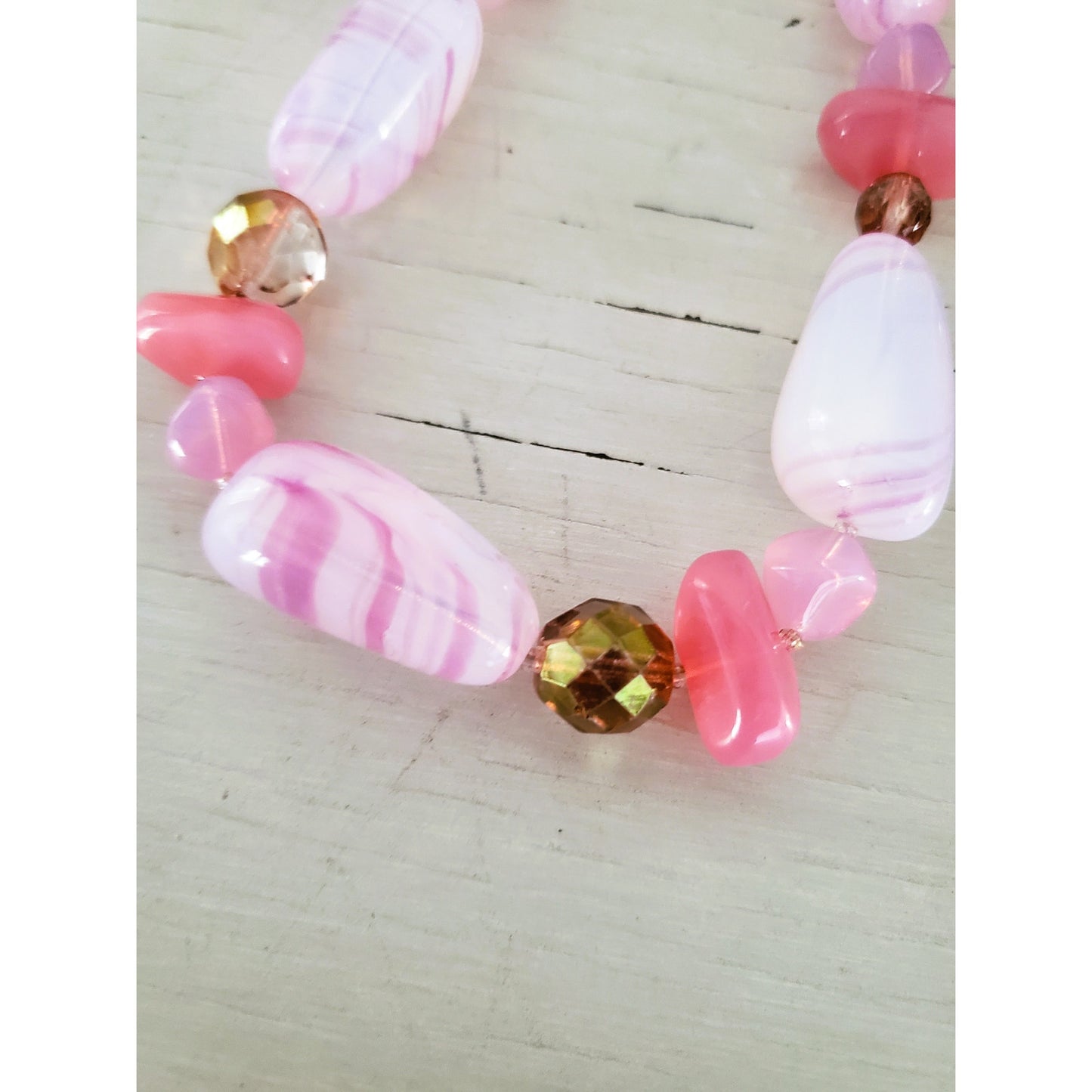 Lot of Two Pink Tone Necklaces