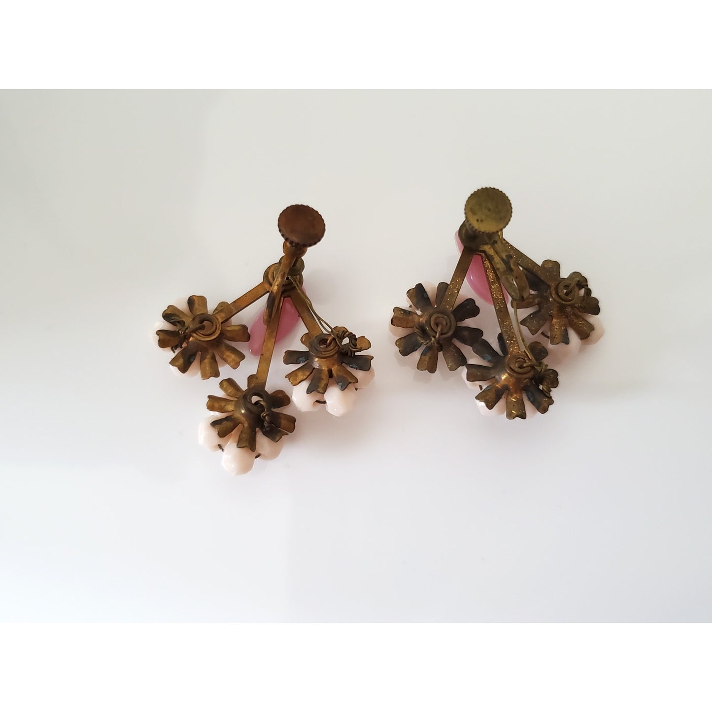 Vintage Light Pink Floral Necklace and Earring Set