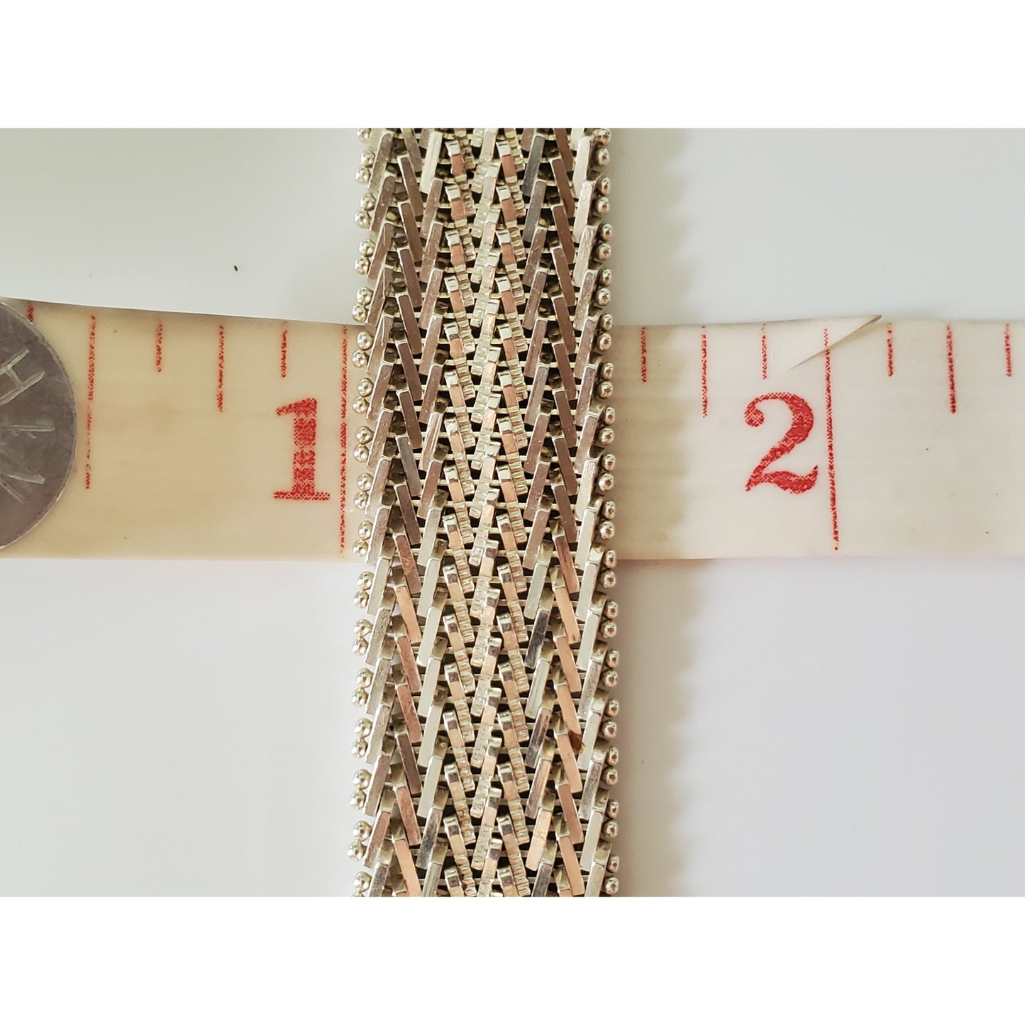 Vintage Wide Woven Sterling Silver Bracelet