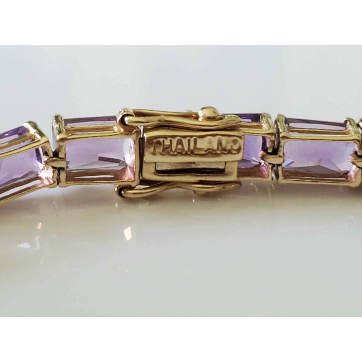 Vintage 14K Gold Amethyst Square Cut Bracelet