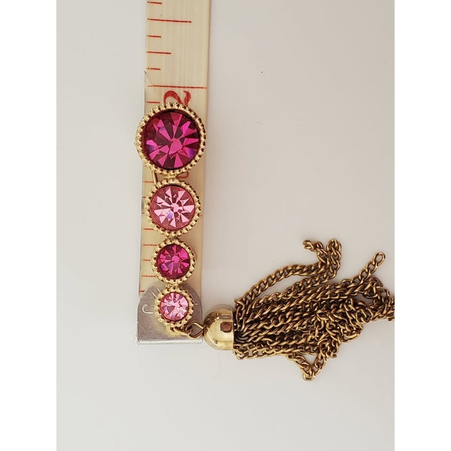 Vintage Sara Coventry brooch with Pink Rhinestones and Tassel