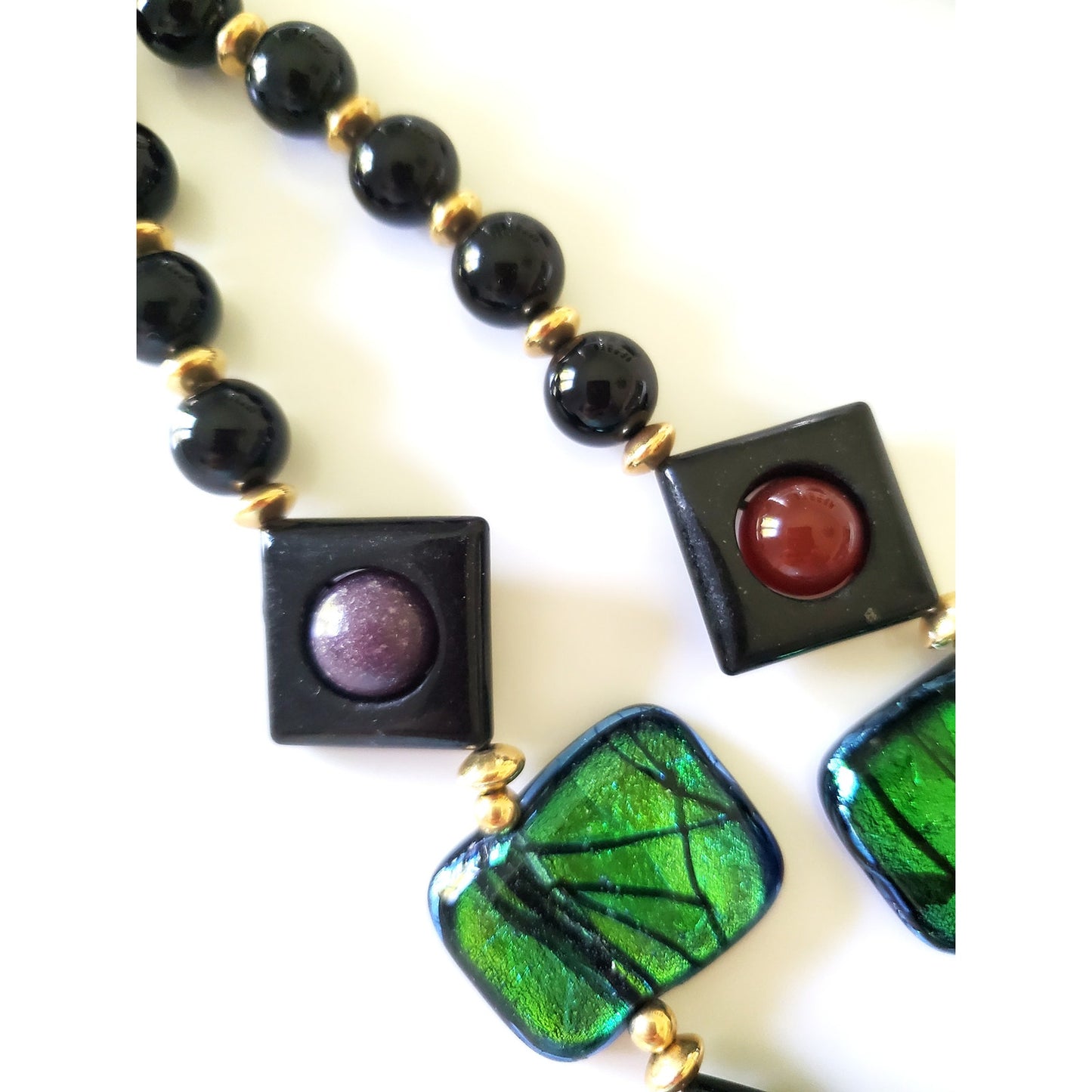 Vintage 14K Gold Fill Glass Artisan Hand Blown Beaded Jewelry Set