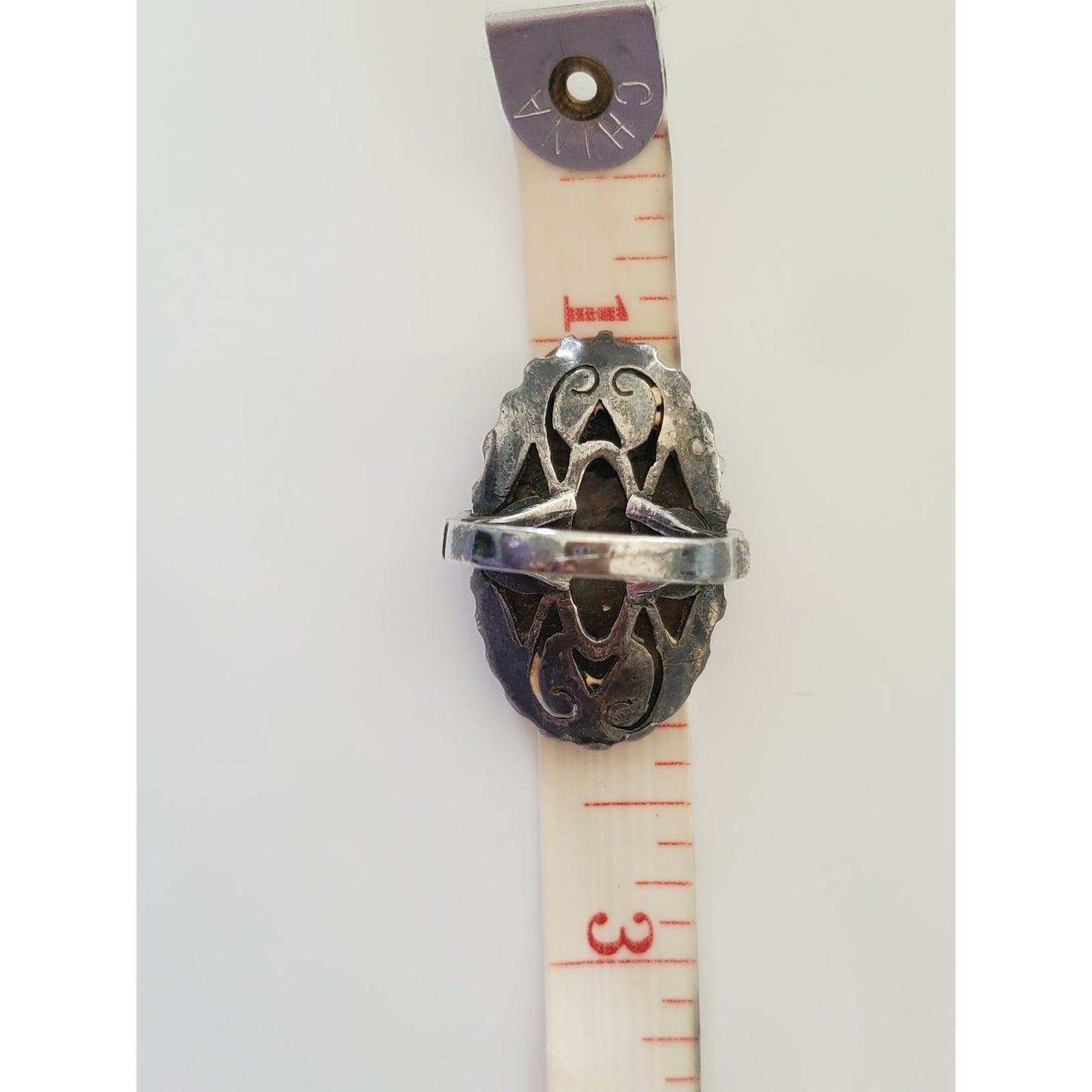 Vintage Large Sterling Silver Agate Ring