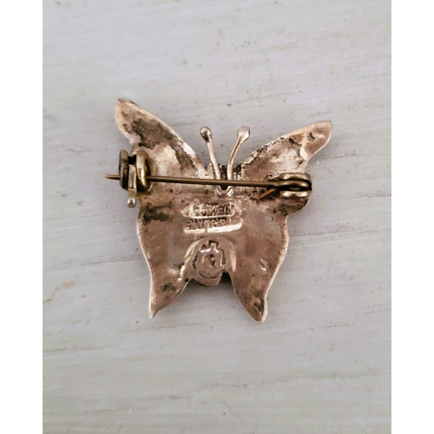 Vintage Sterling Silver Mother of Pearl Butterfly Pin