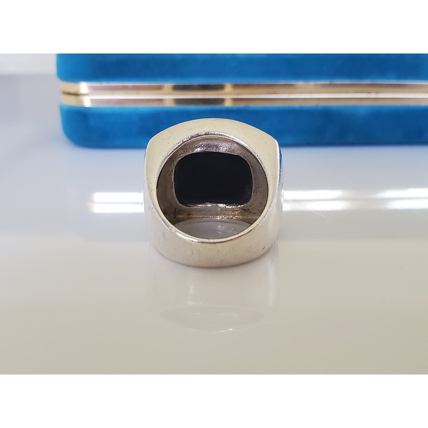 Vintage CFJ Designer Sterling Silver Onyx Ring