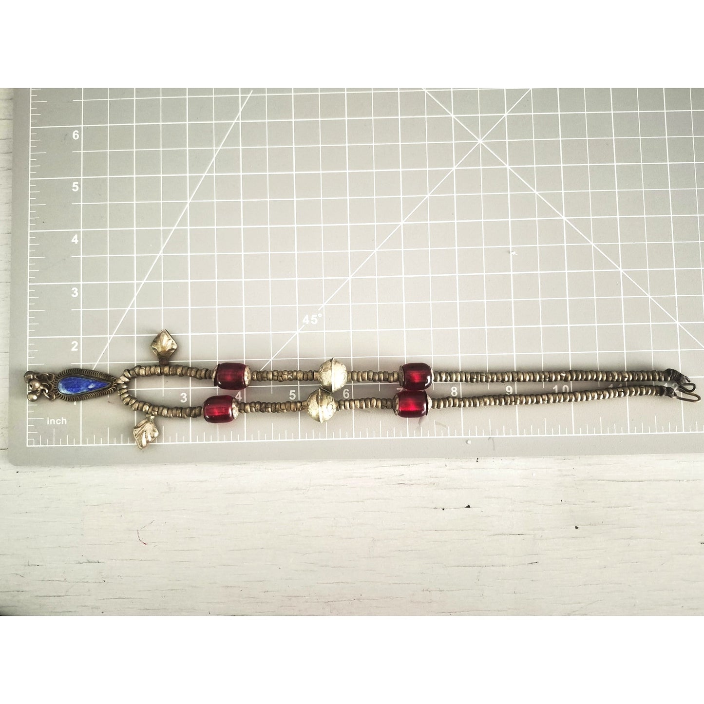 Vintage Turkoman Afghan Lapis Luzli Pendant and Cherry Amber Bead Necklace