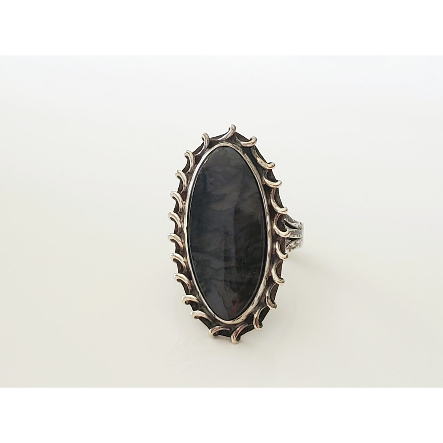 Vintage Sterling Silver Oval Onyx Ring