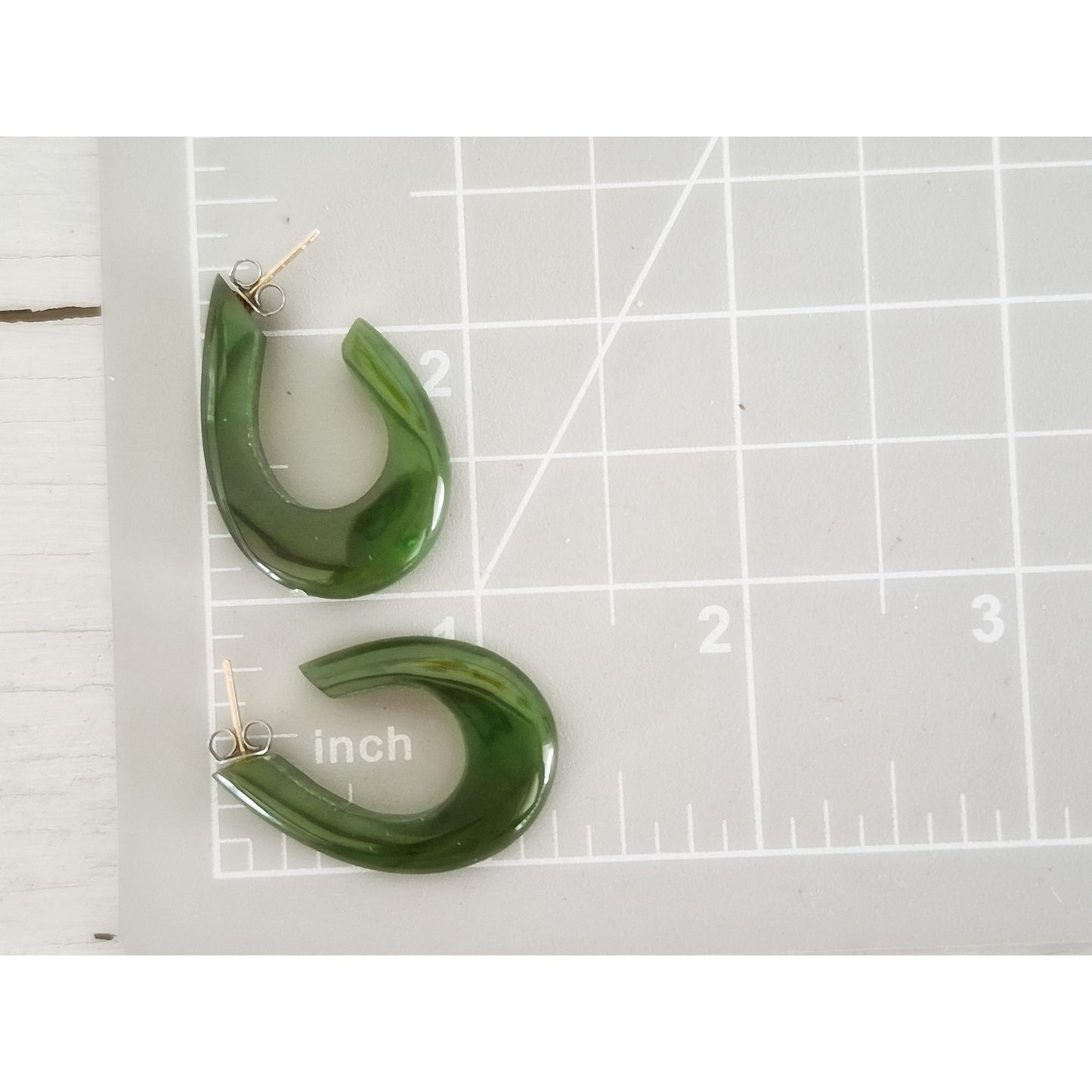 Vintage Jade J Hoop Earrings