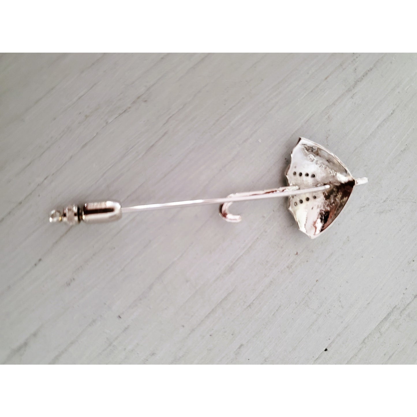 CZ and Enamel Plated Sterling Silver Umbrella Hat Pin