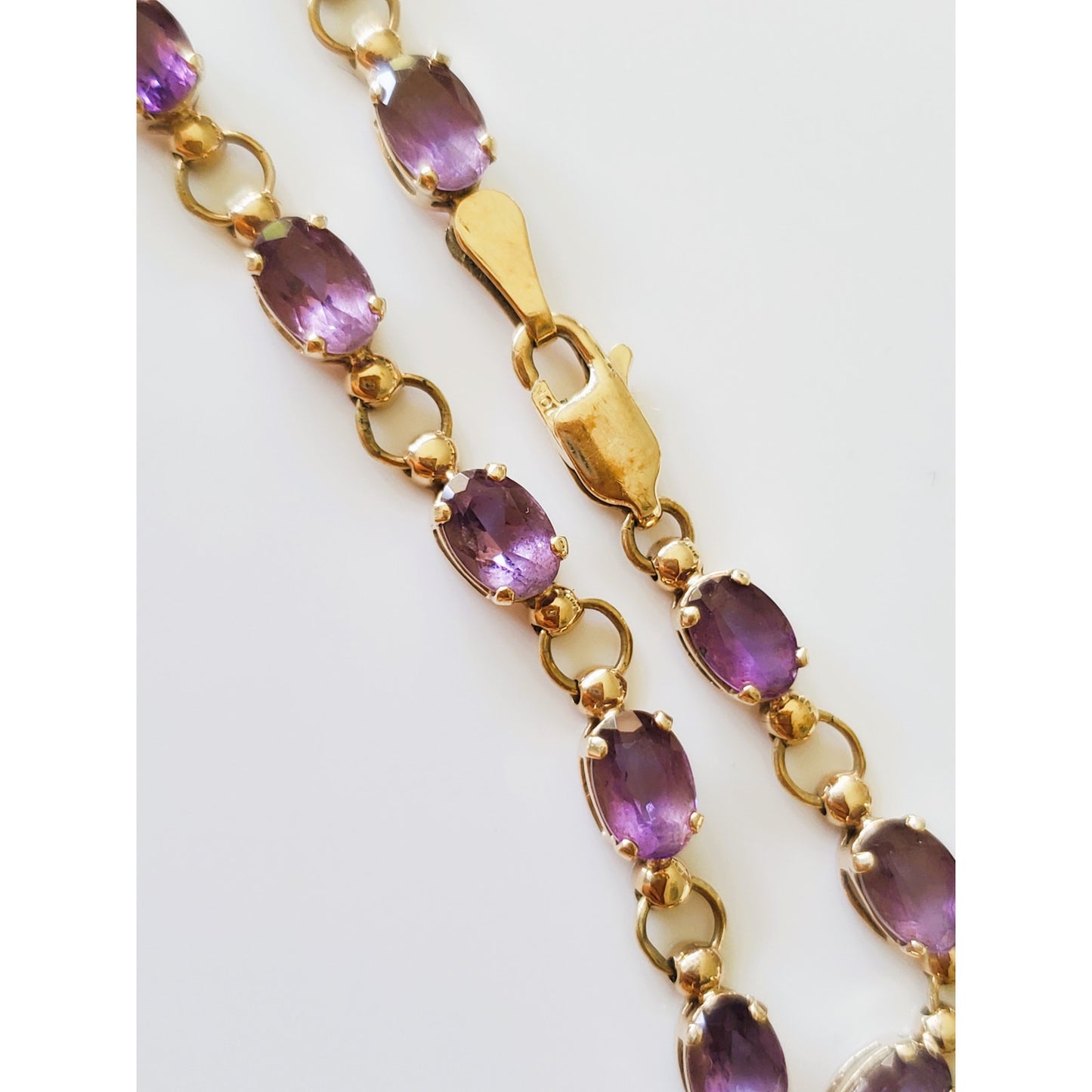 Vintage 10K Gold Amethyst Tennis Bracelet