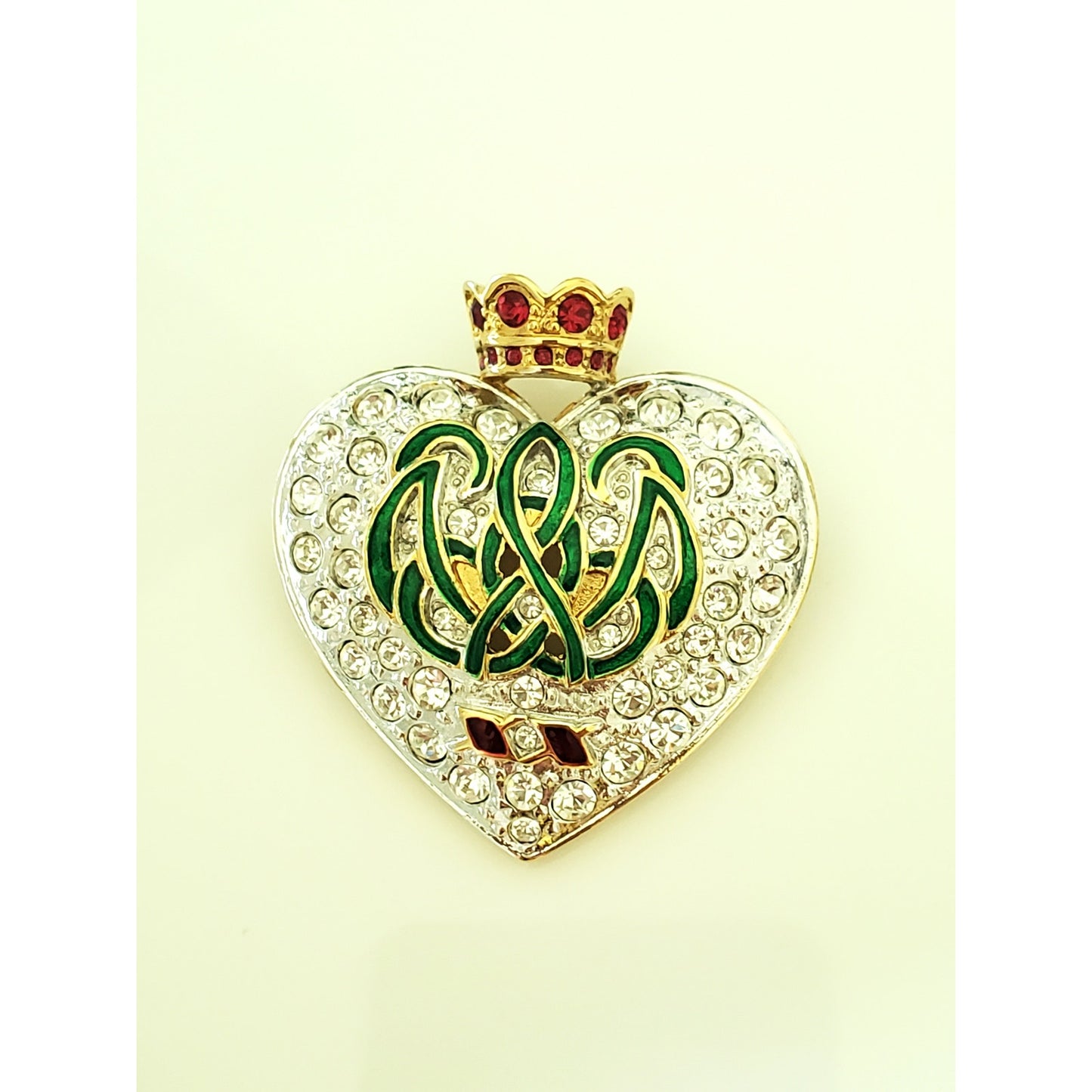 Vintage Carolee Duchess of Windsor Royal Crown Heart Brooch