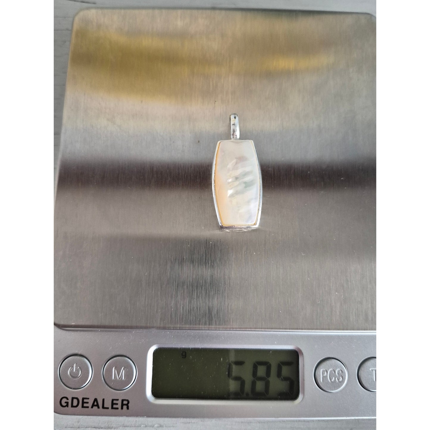 Sterling Silver Mother of Pearl Rectangle Scroll Pendant