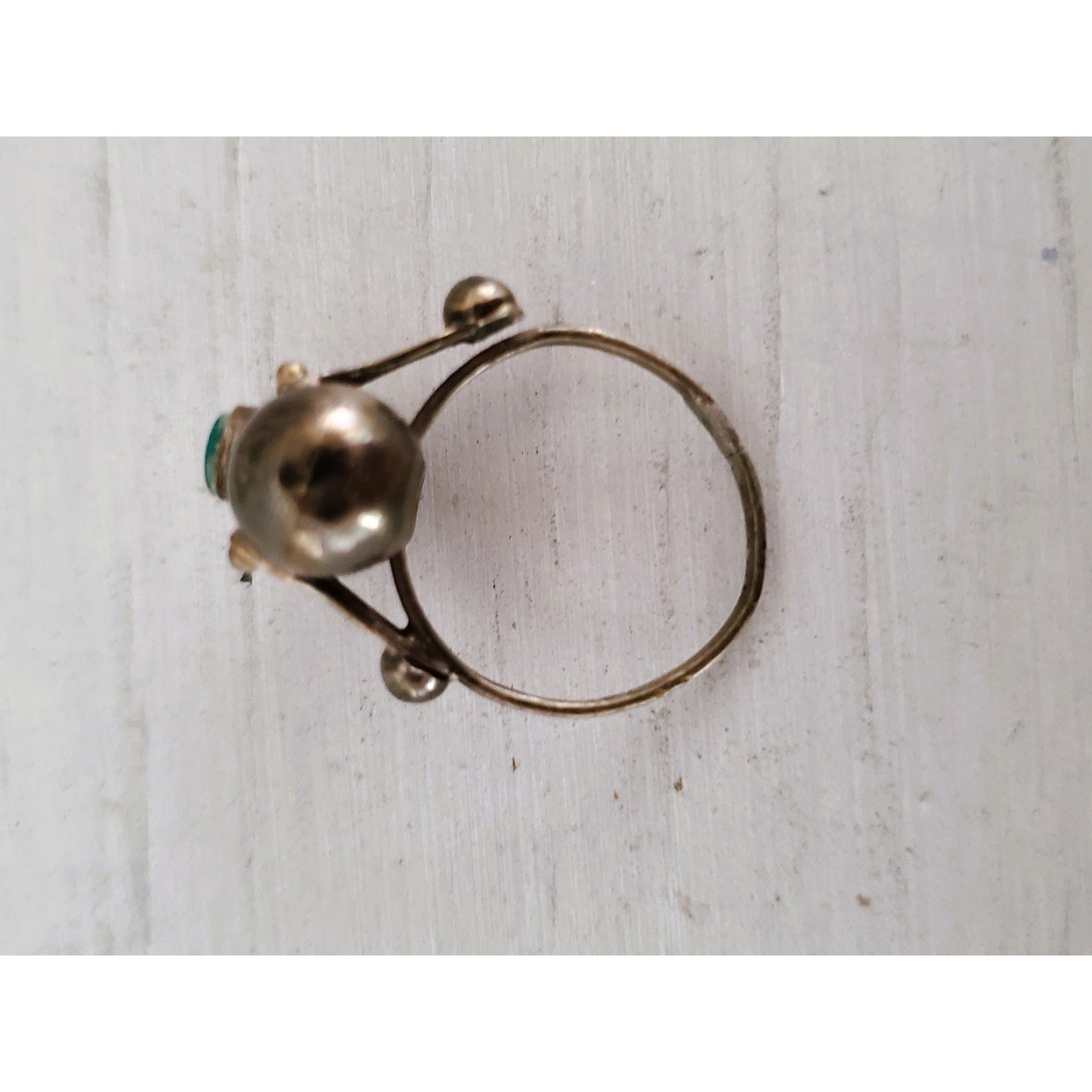 Vintage Sterling Silver Eagle Mark Turquoise Ring