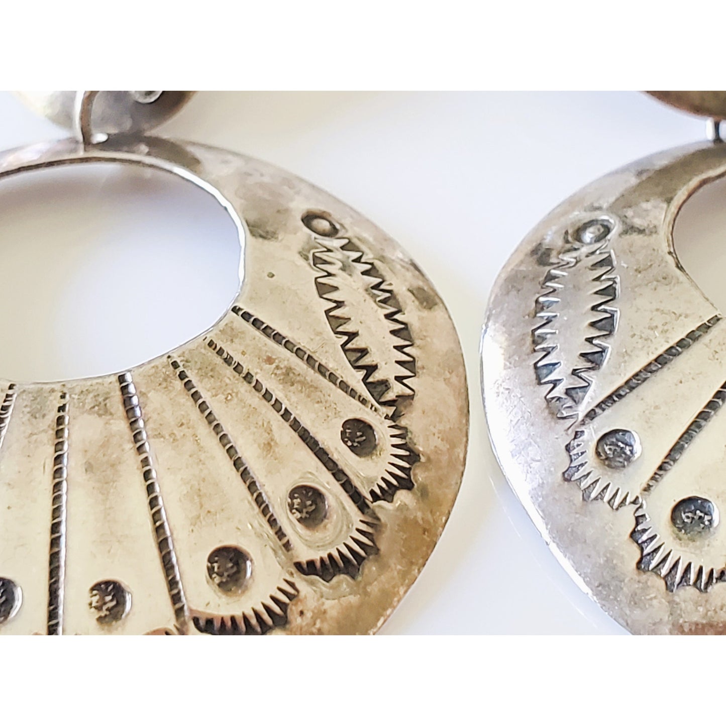 Vintage Sterling Silver Concho Navajo Earrings