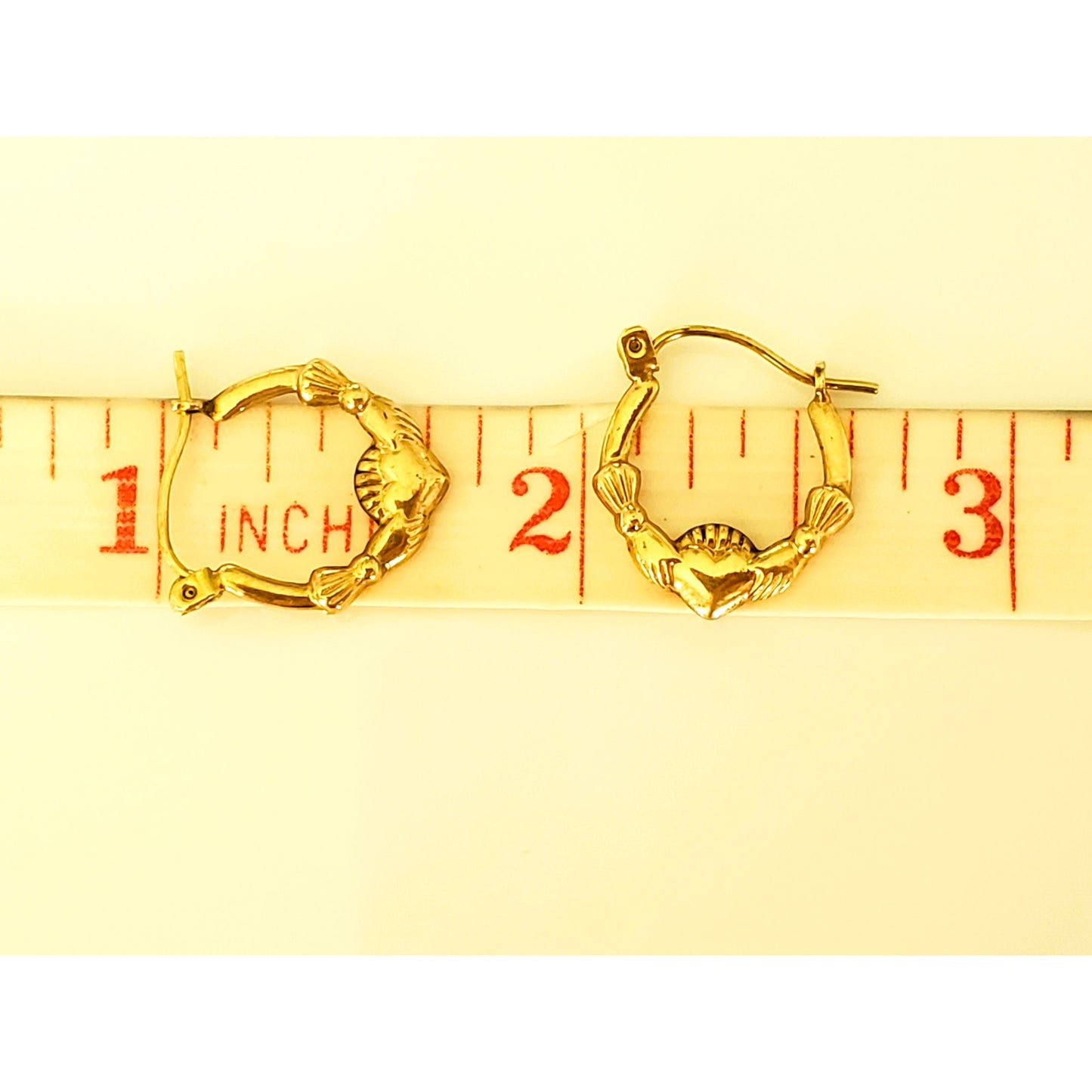 Vintage 10K Yellow Gold Claddagh Hoop Earrings