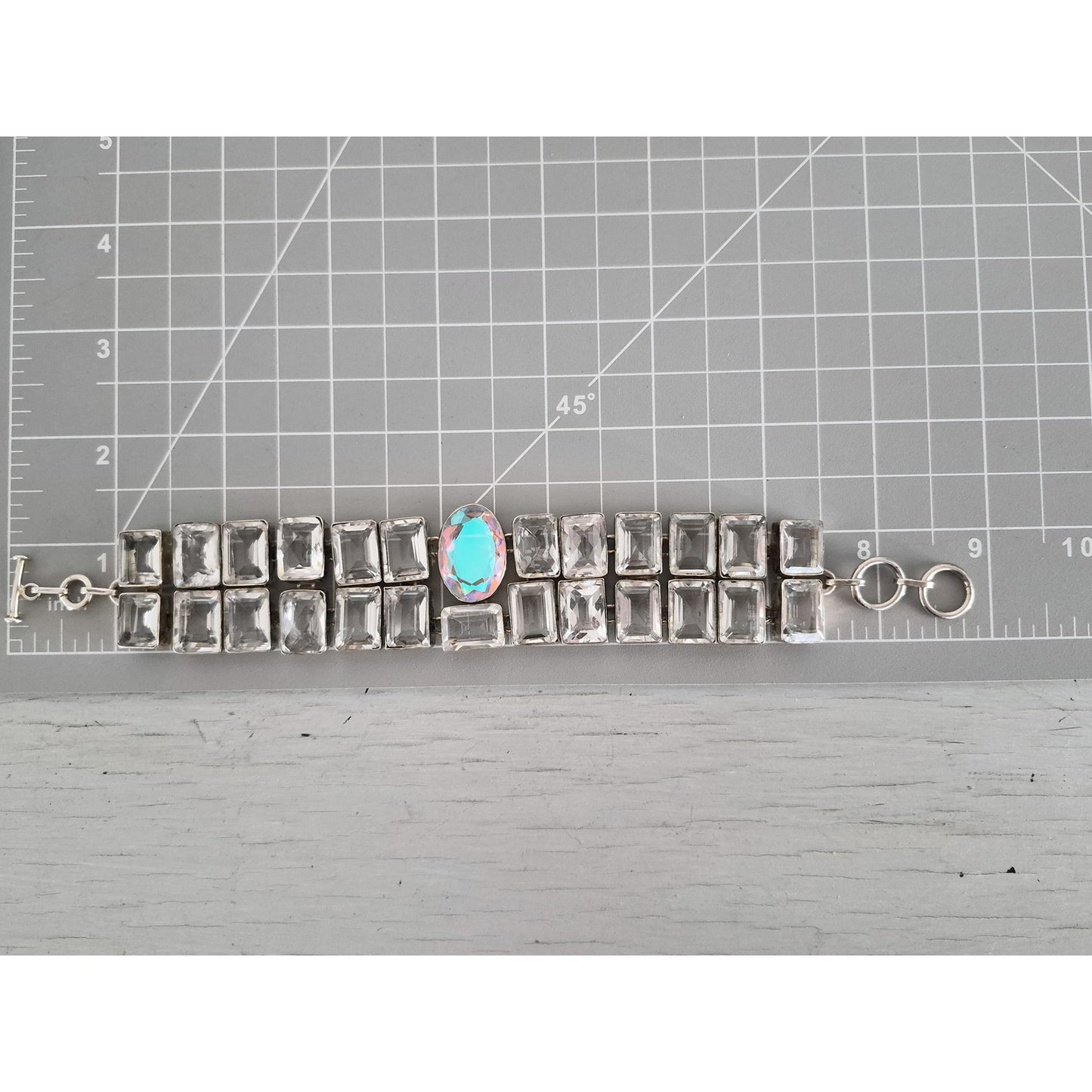 Vintage Chunky Heavy Silver-plated Crystal and AB Bracelet