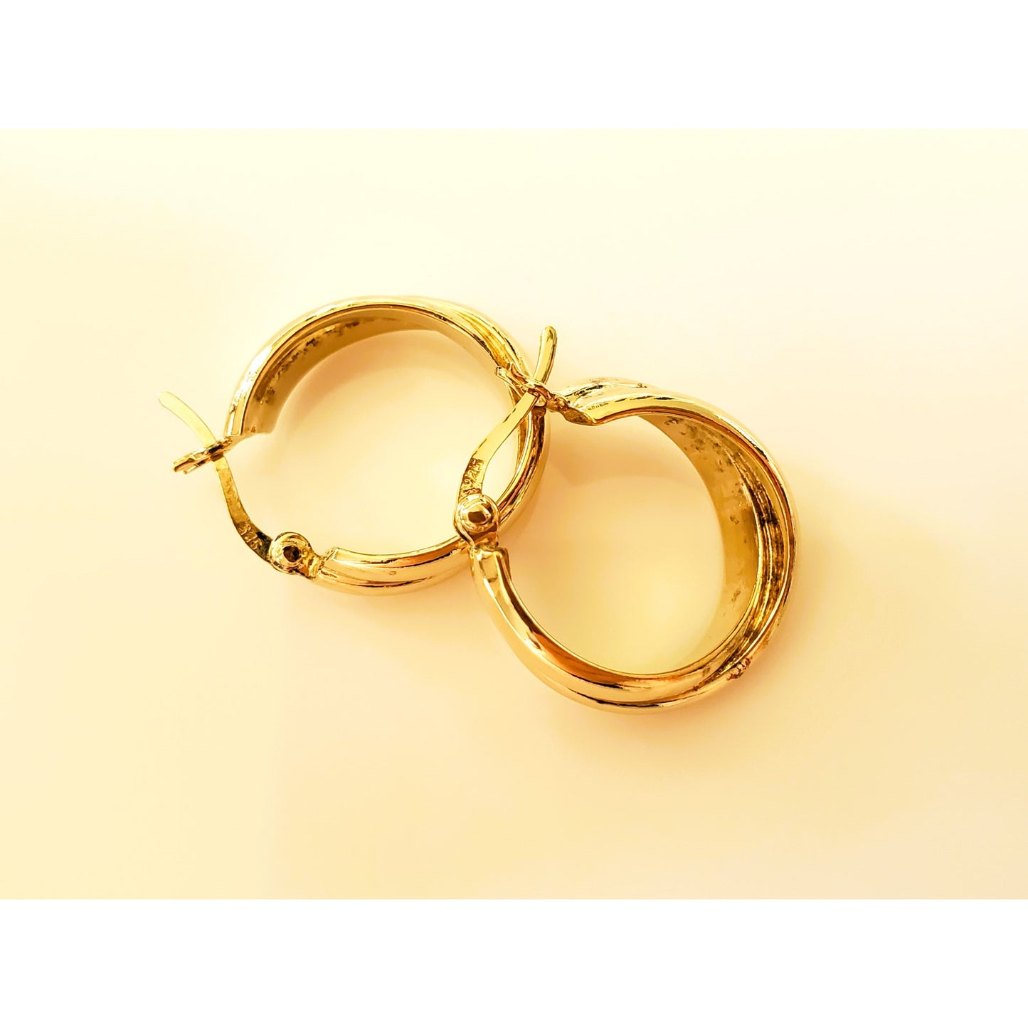 Vintage Sterling Silver Gold Tone Hoop Earrings