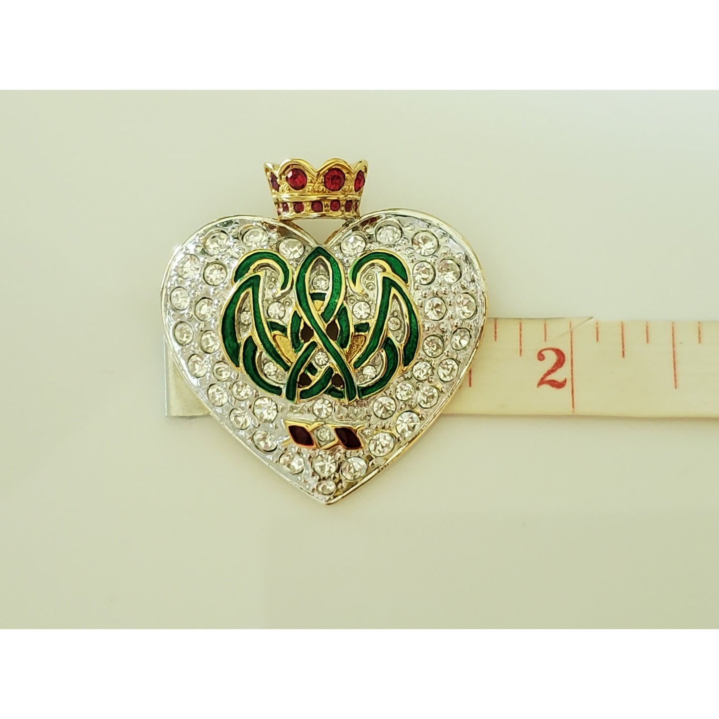 Vintage Carolee Duchess of Windsor Royal Crown Heart Brooch