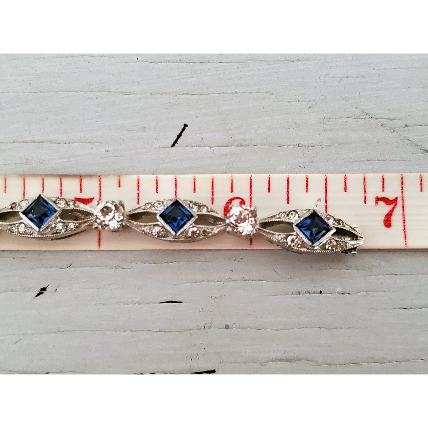 Sterling Silver Sapphire and CZ Tennis Bracelet
