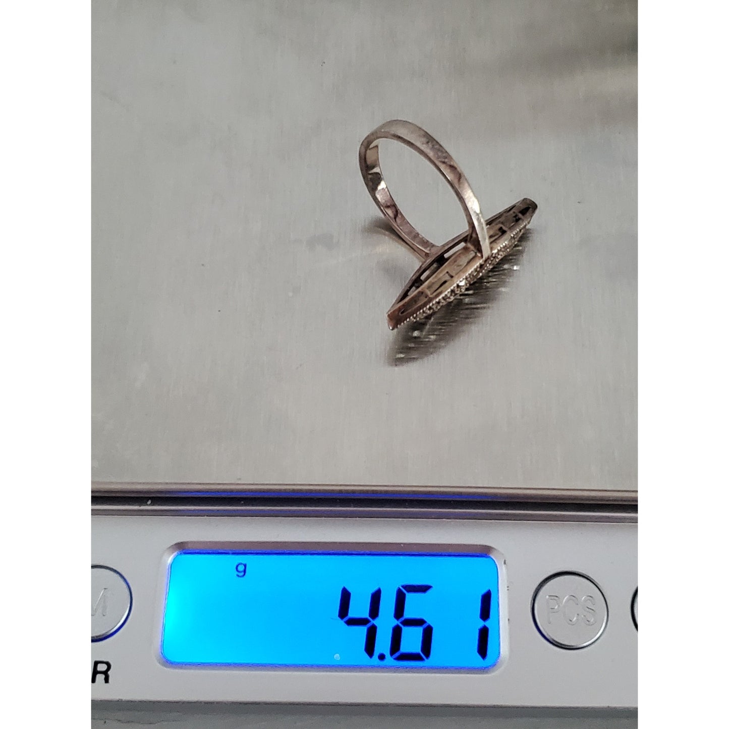 Sterling Silver Marcasite Navette Ring