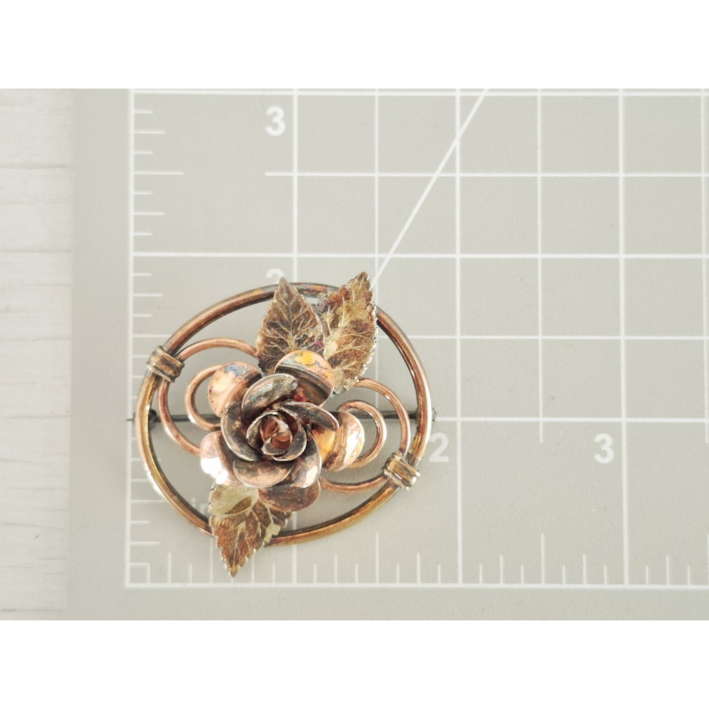 Vintage Rose Dome Gold-fill Brooch