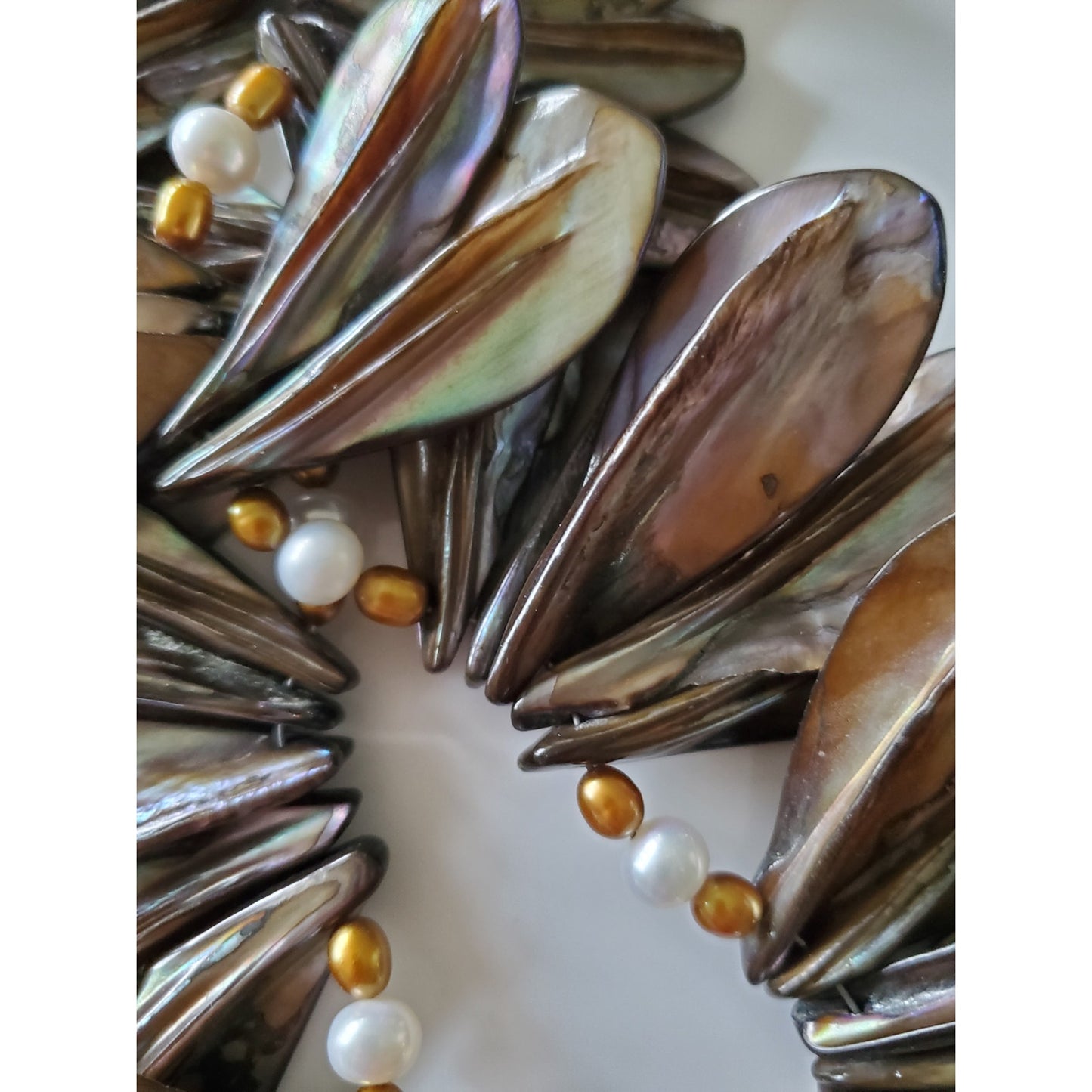 Beautiful Brown Shell and Fresh Water Pearl Necklace