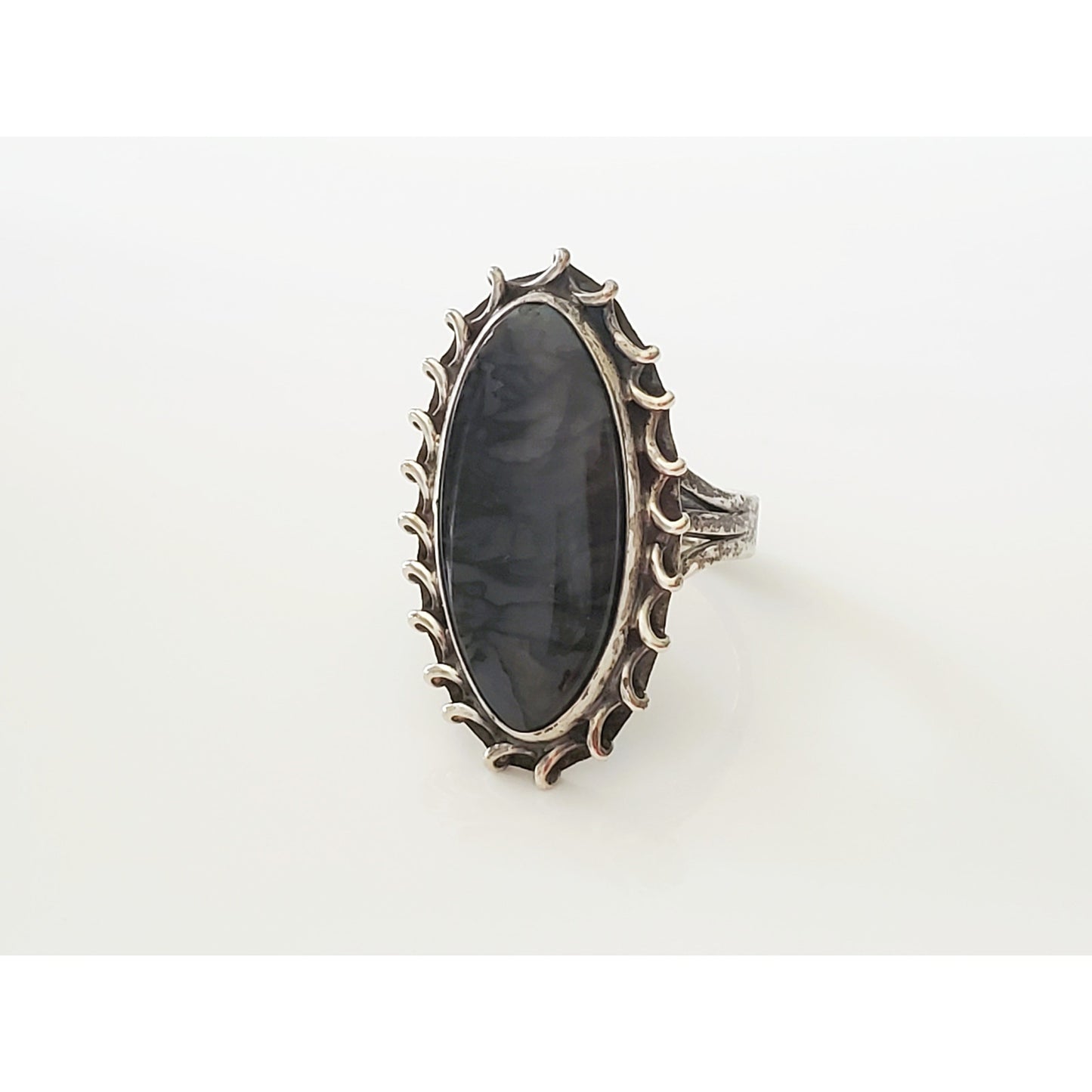 Vintage Sterling Silver Oval Onyx Ring