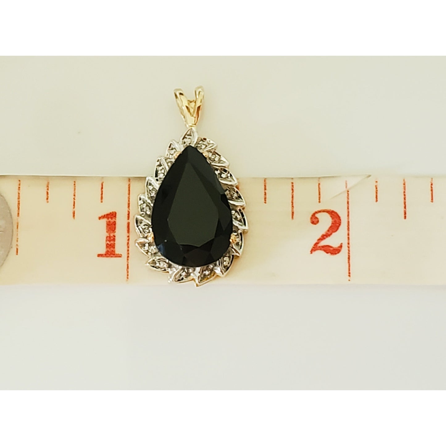 Vintage 14K Gold Joseph E. Demarco Sapphire and Diamond Pear Pendant