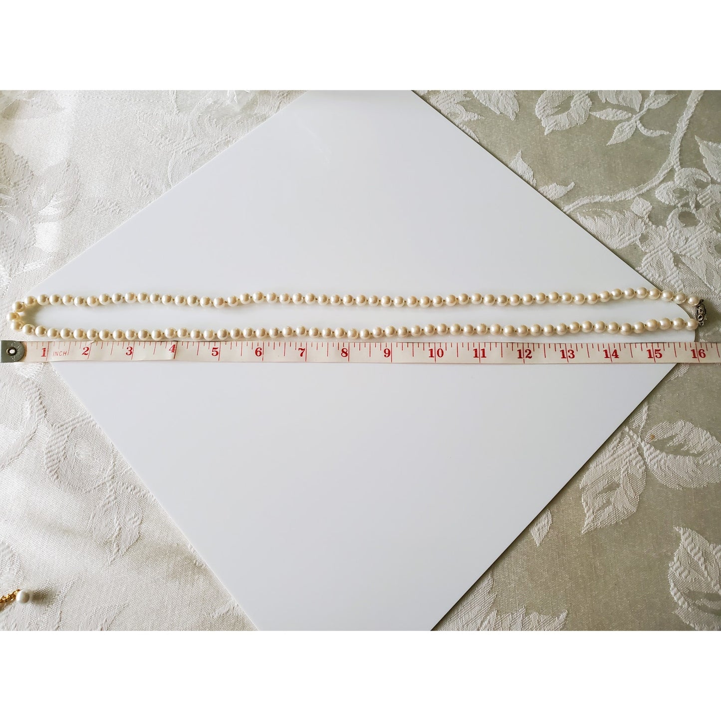 Vintage Faux Pearl Necklace with Silver Clasp