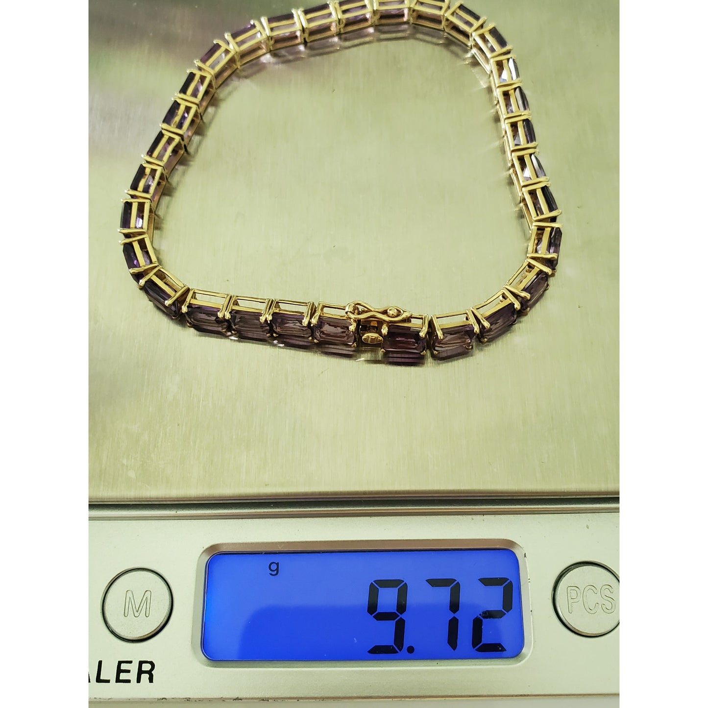 Vintage 14K Gold Amethyst Square Cut Bracelet