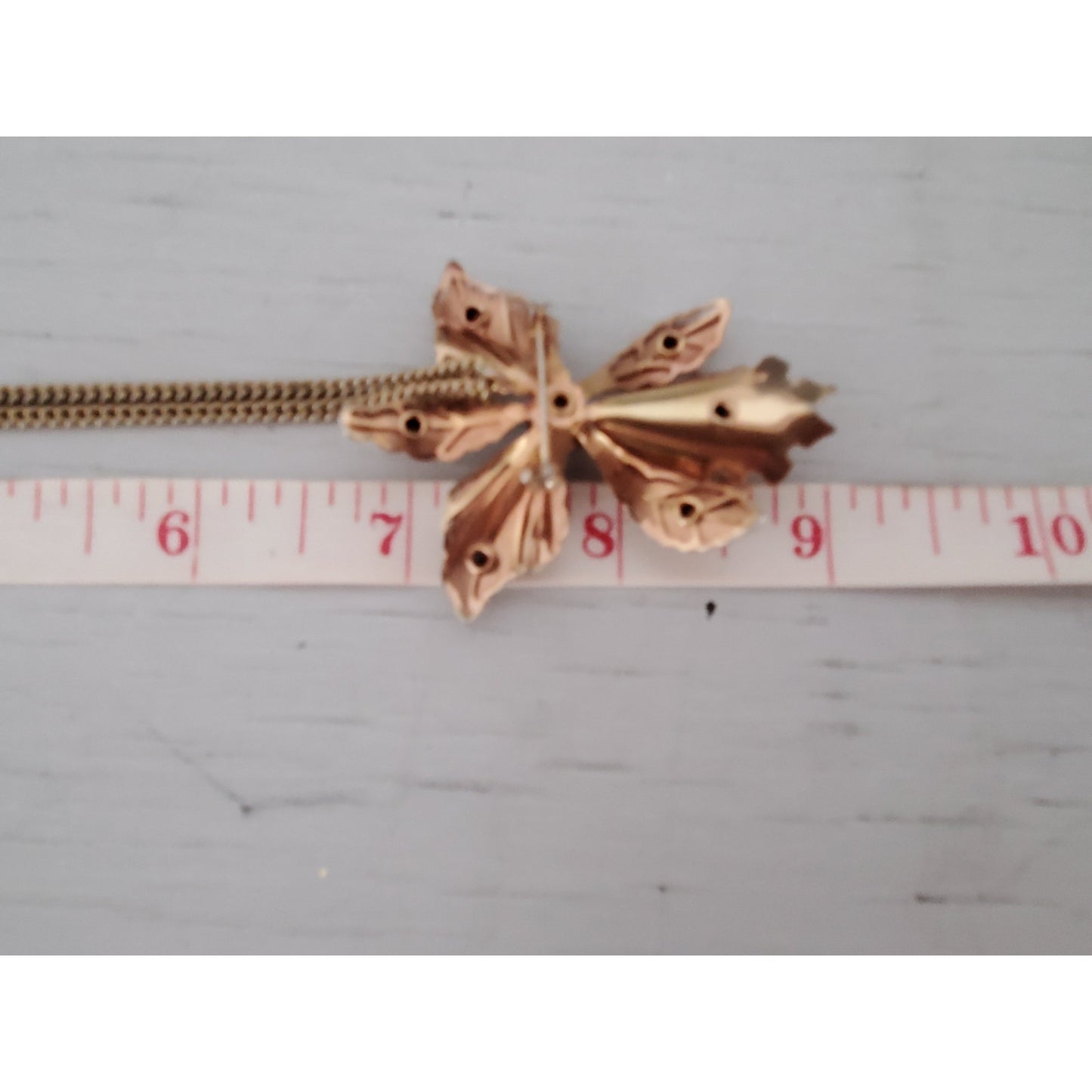 Bugbee and Niles Gold Tone and Purple Rhinestones Orchid Brooch Necklace
