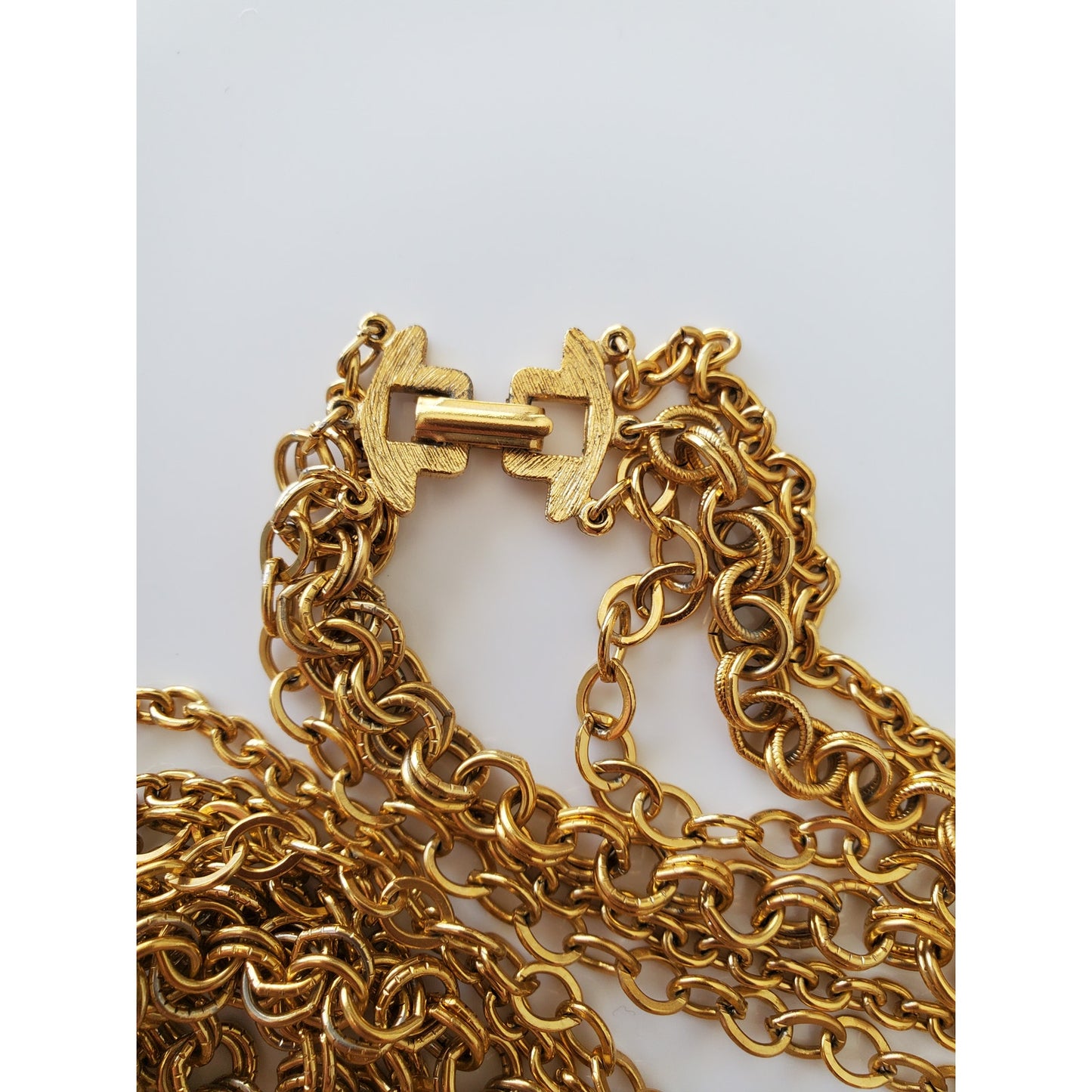 Vintage Large Pink Pendant Triple Strand Necklace
