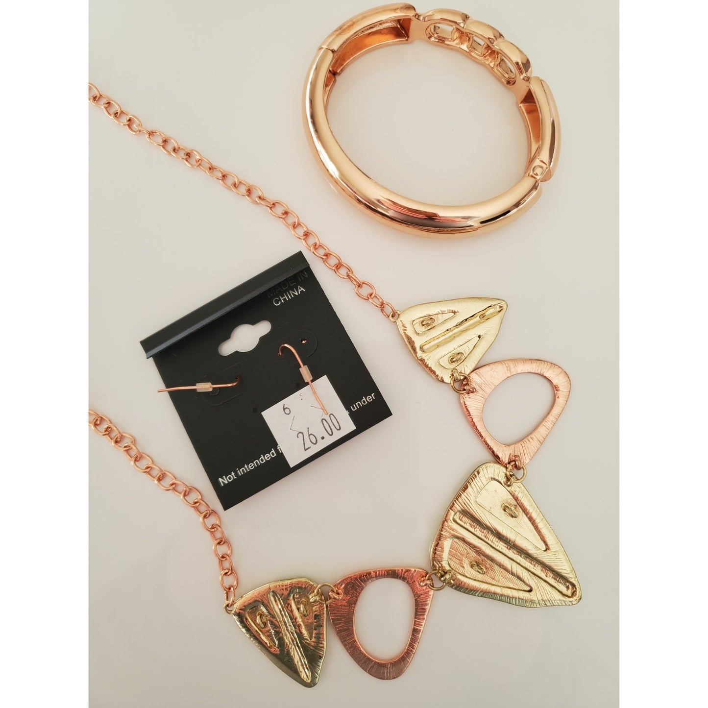 Vintage Rose-Bronze Jewelry Necklace and Bracelet Set