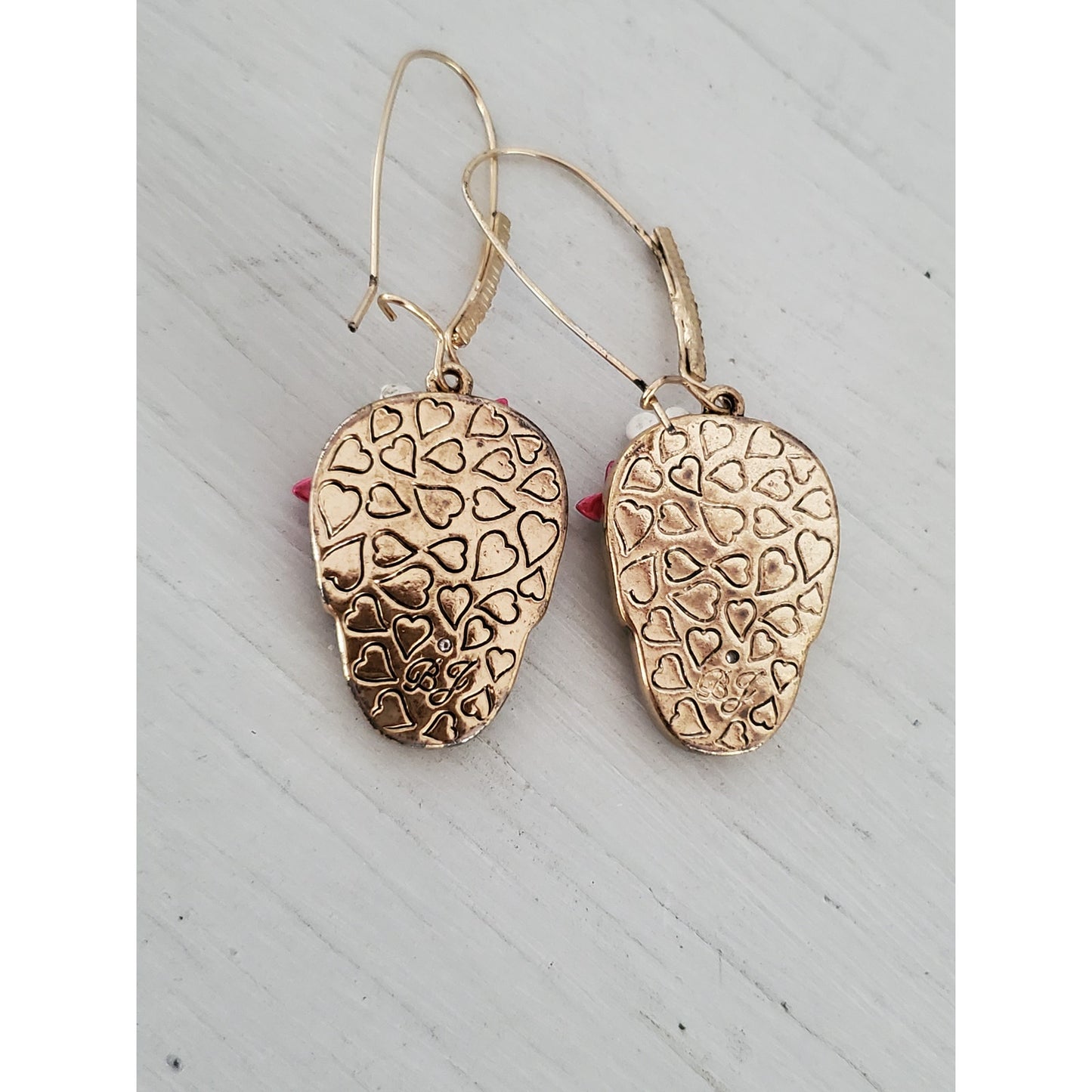Betsey Johnson Floral Skull Dangle Earrings