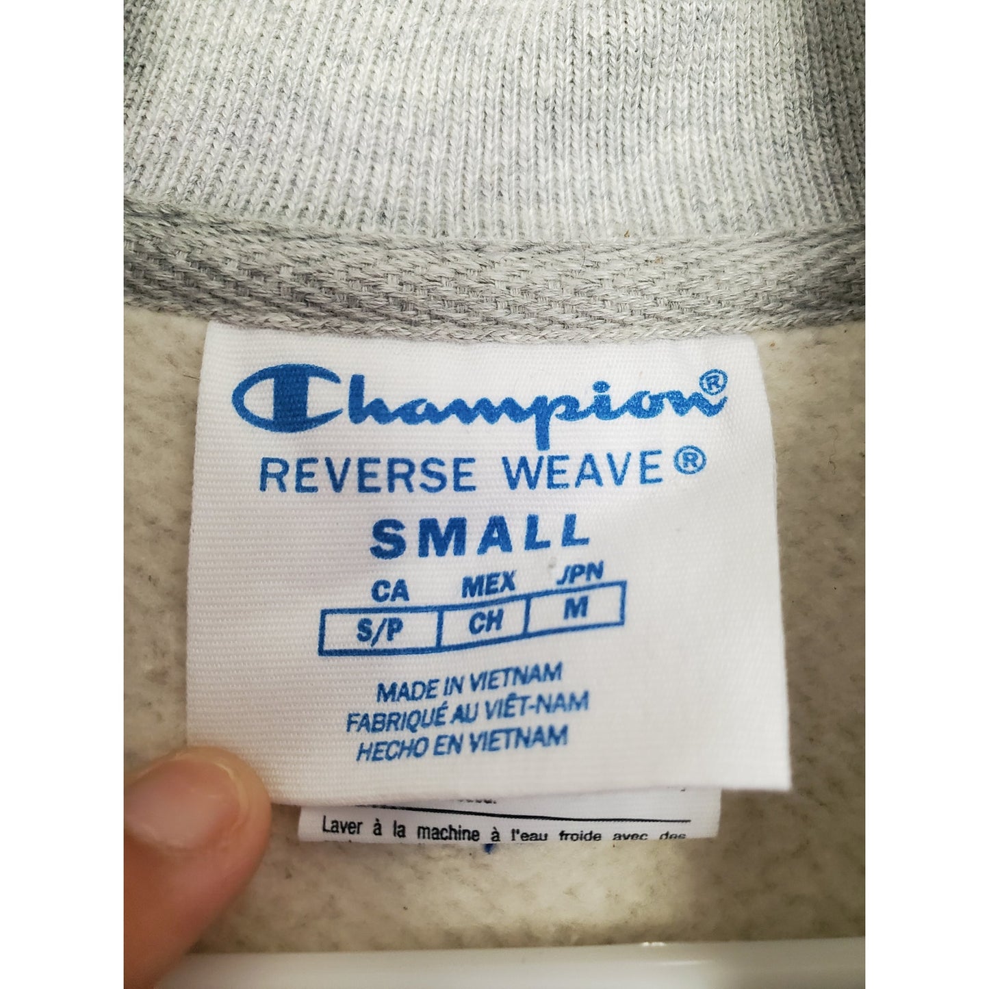 Vintage Style Champion Blue and Red Stripe Gray Zip Up