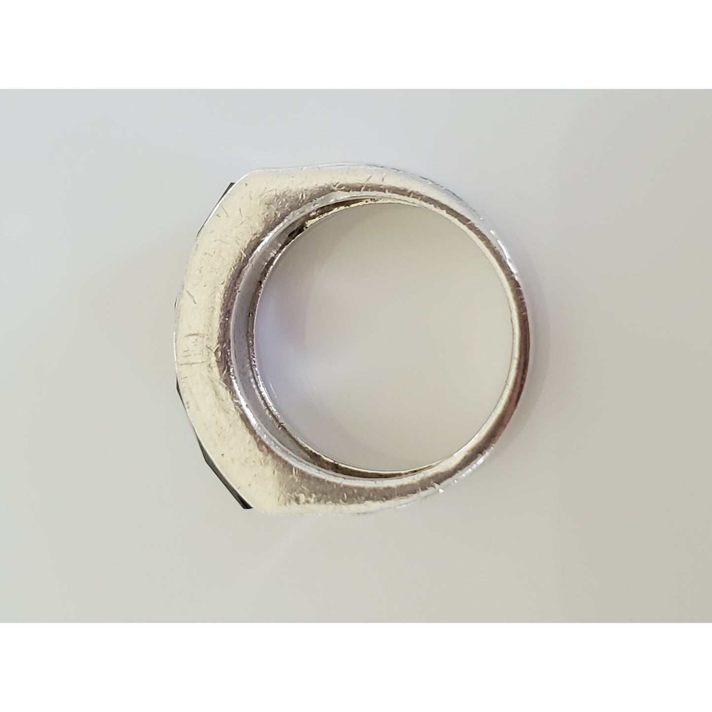 Vintage CFJ Sterling Silver Onyx Ring Band