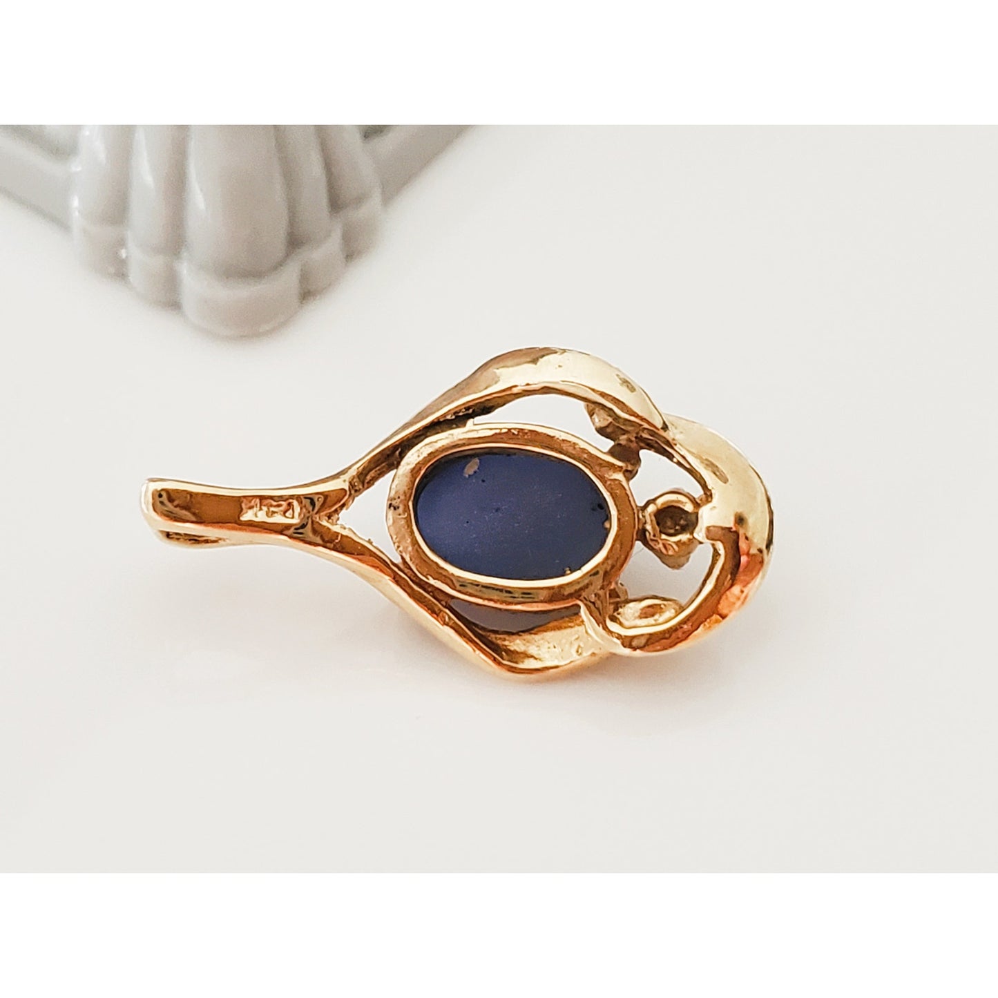 14K Gold Vintage Star Sapphire and Diamond Pendant