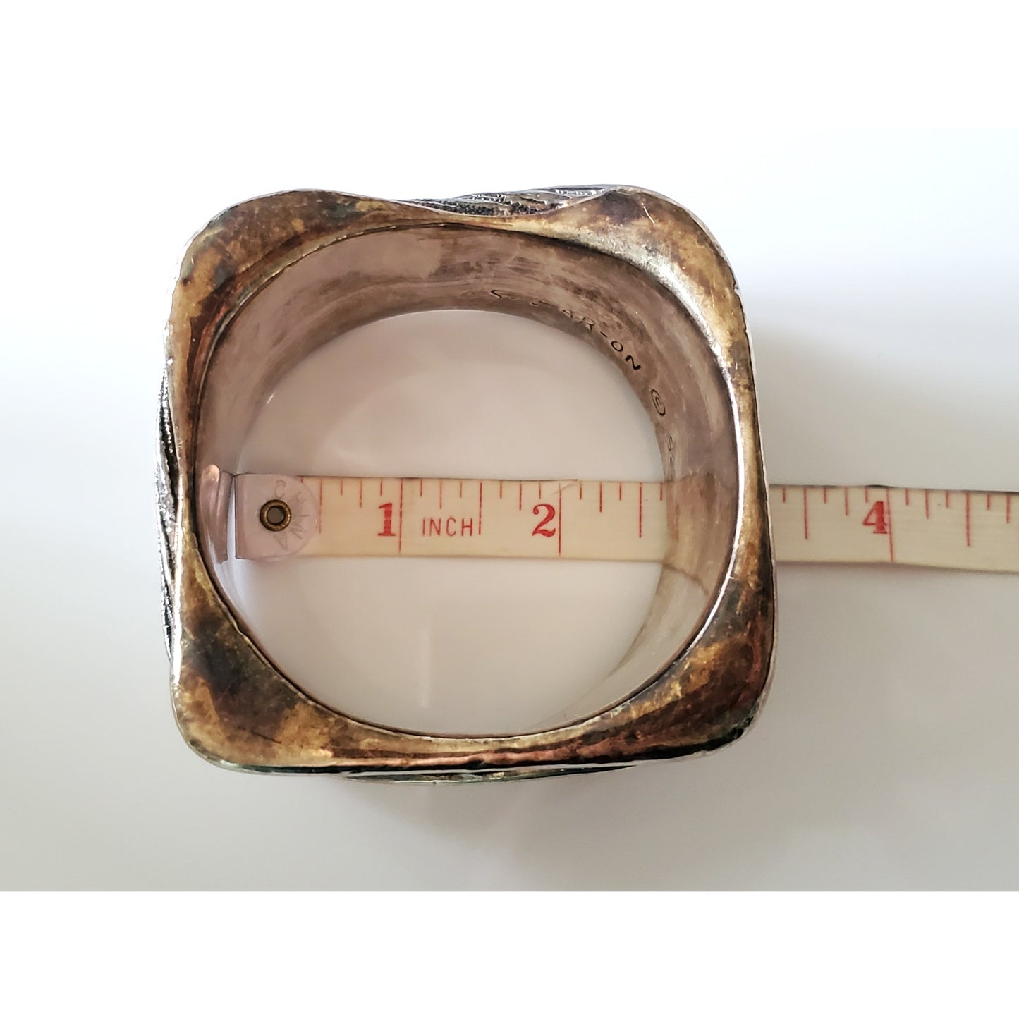 N.S Bar-On Israel Oversized Square Electroform Sterling Silver Bangle Bracelet