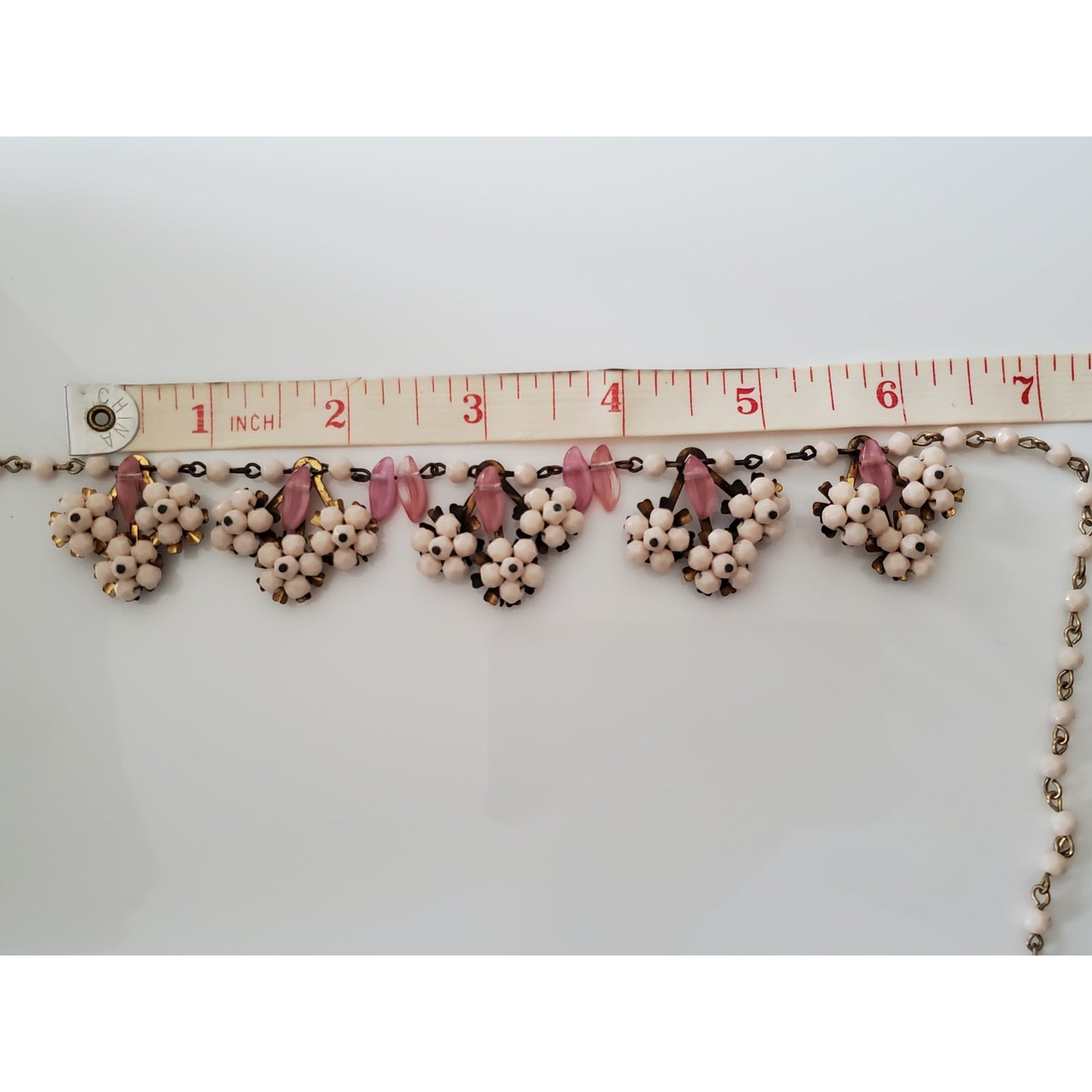 Vintage Light Pink Floral Necklace and Earring Set