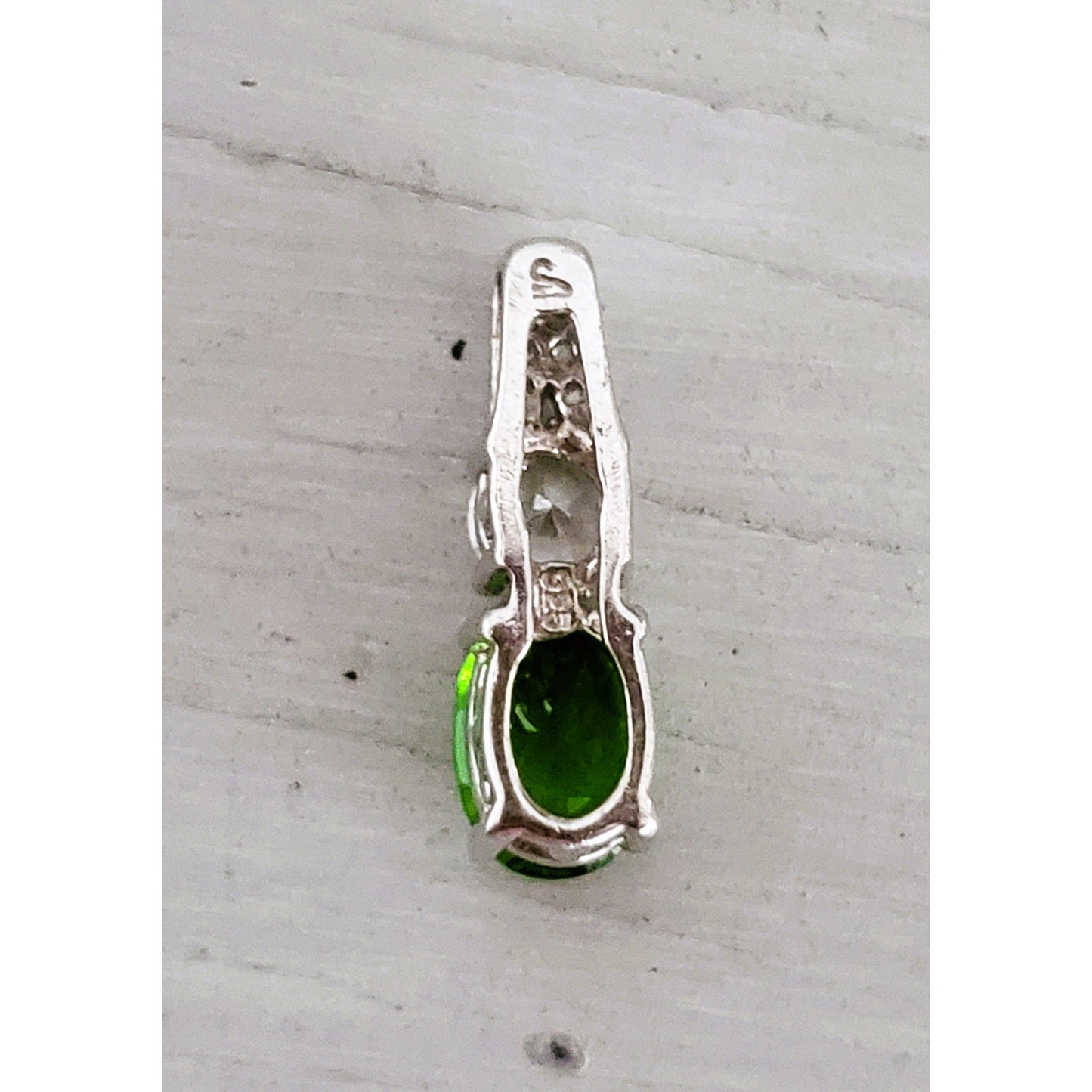 Sterling Silver Swarovski Green and Clear Crystal Pendant