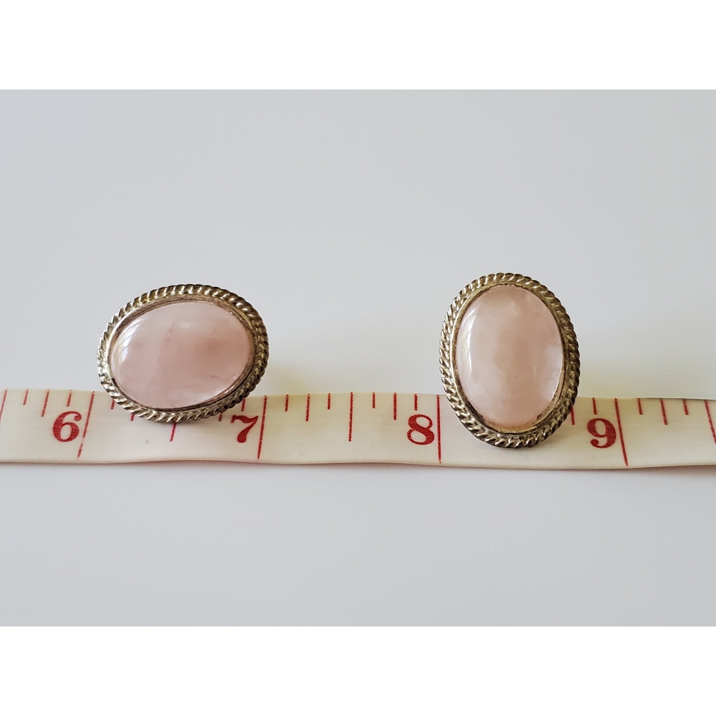 Vintage Oval Rose Quartz Stud Earrings