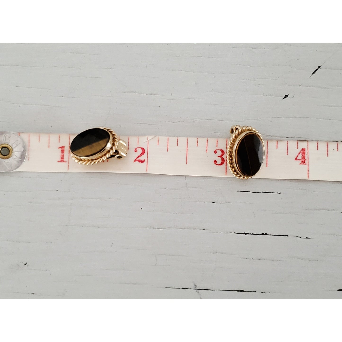 Vintage Tiger-Eye Clip On Gold-fill Earrings